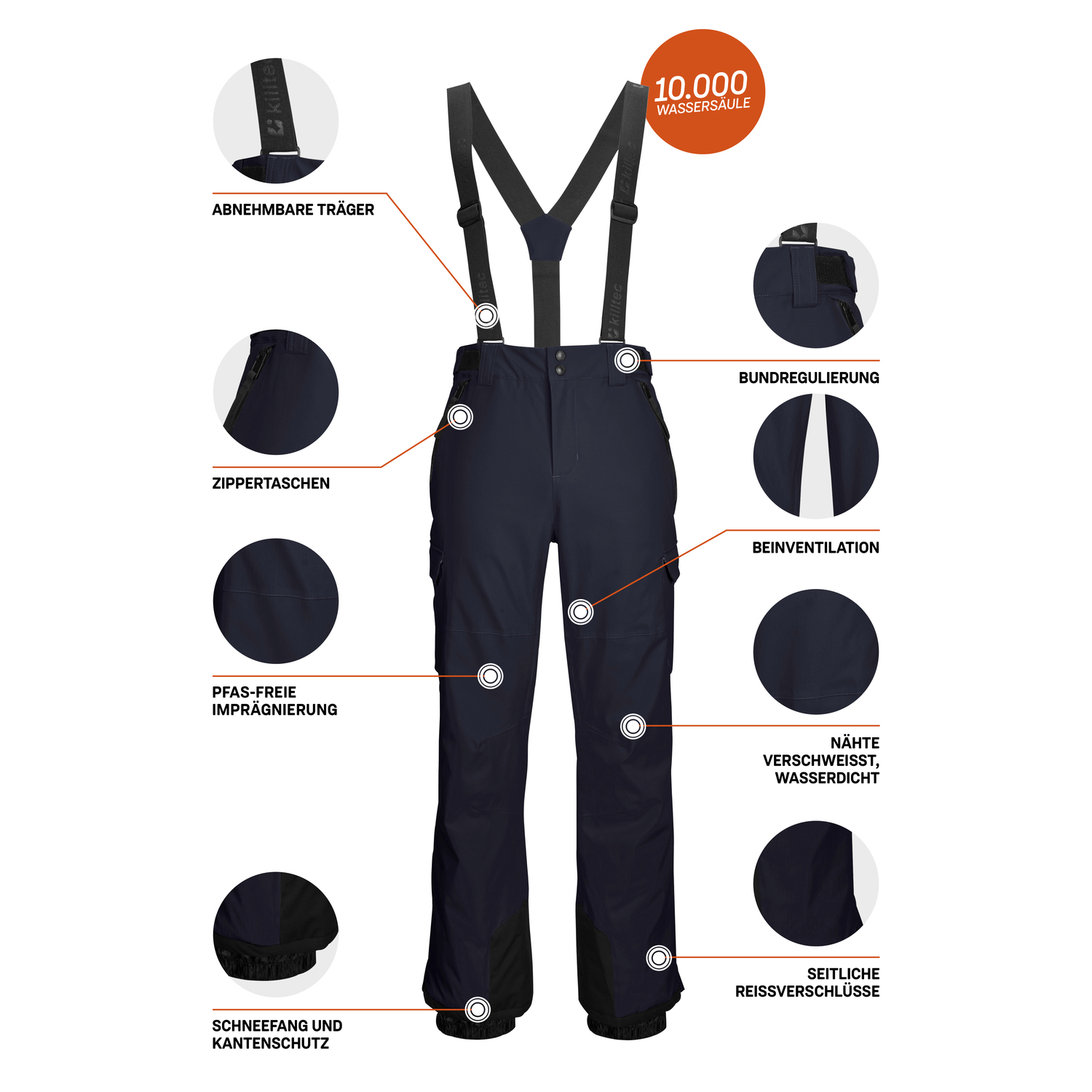 Herren killtec Schwarz KSW 83 MN SKI PNTS 00269 4XL Latzhose