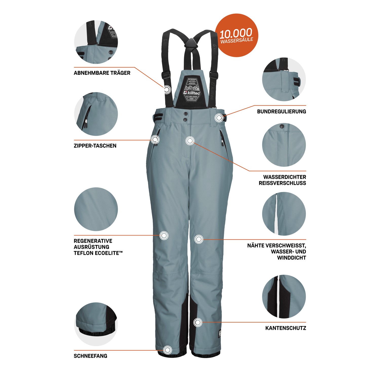 Kinder killtec Rauchblau KSW 213 GRLS SKI PNTS 00821 140 Latzhose