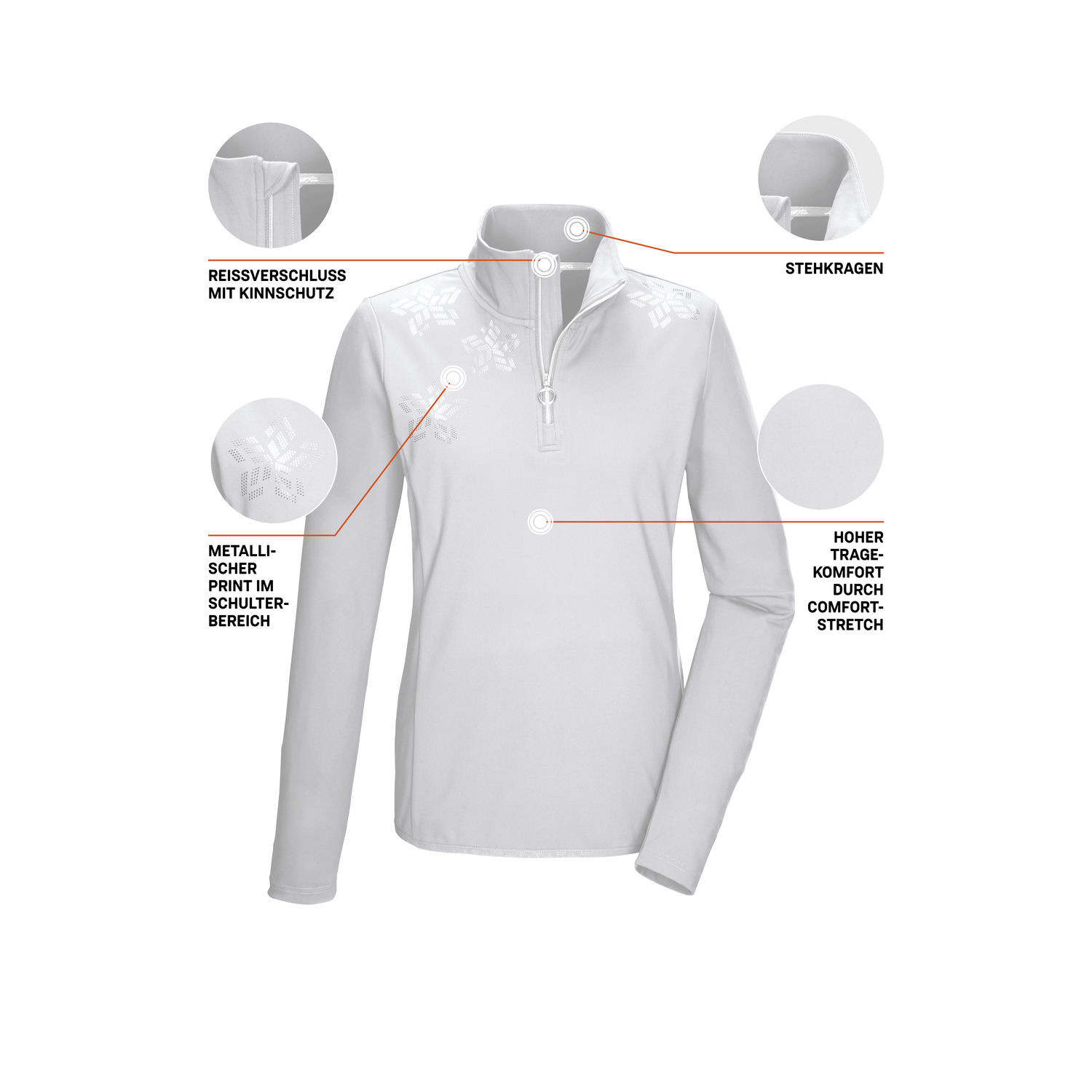 Damen killtec Weiß KSW 110 WMN LS SHRT 00101 50 Shirt