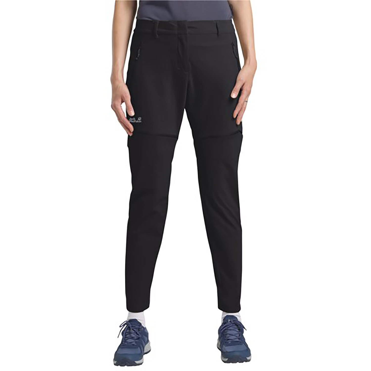 Damen Jack Wolfskin Schwarz HIKEOUT ZIP AWAY PANTS W Hose
