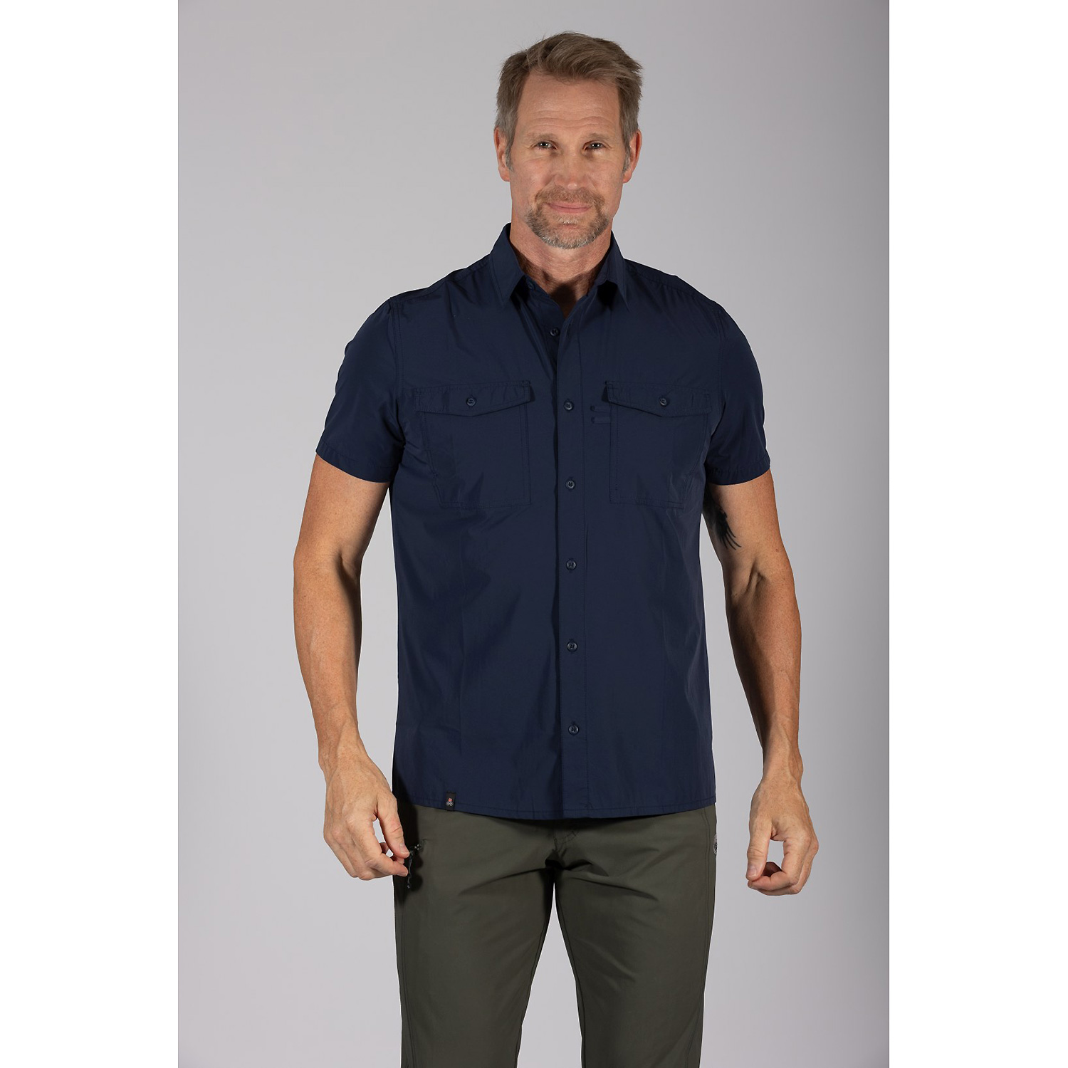 Herren Maul Sport Marine Cordoba UV50 - 1/2 Hemd uni, e 72 48 Hemd