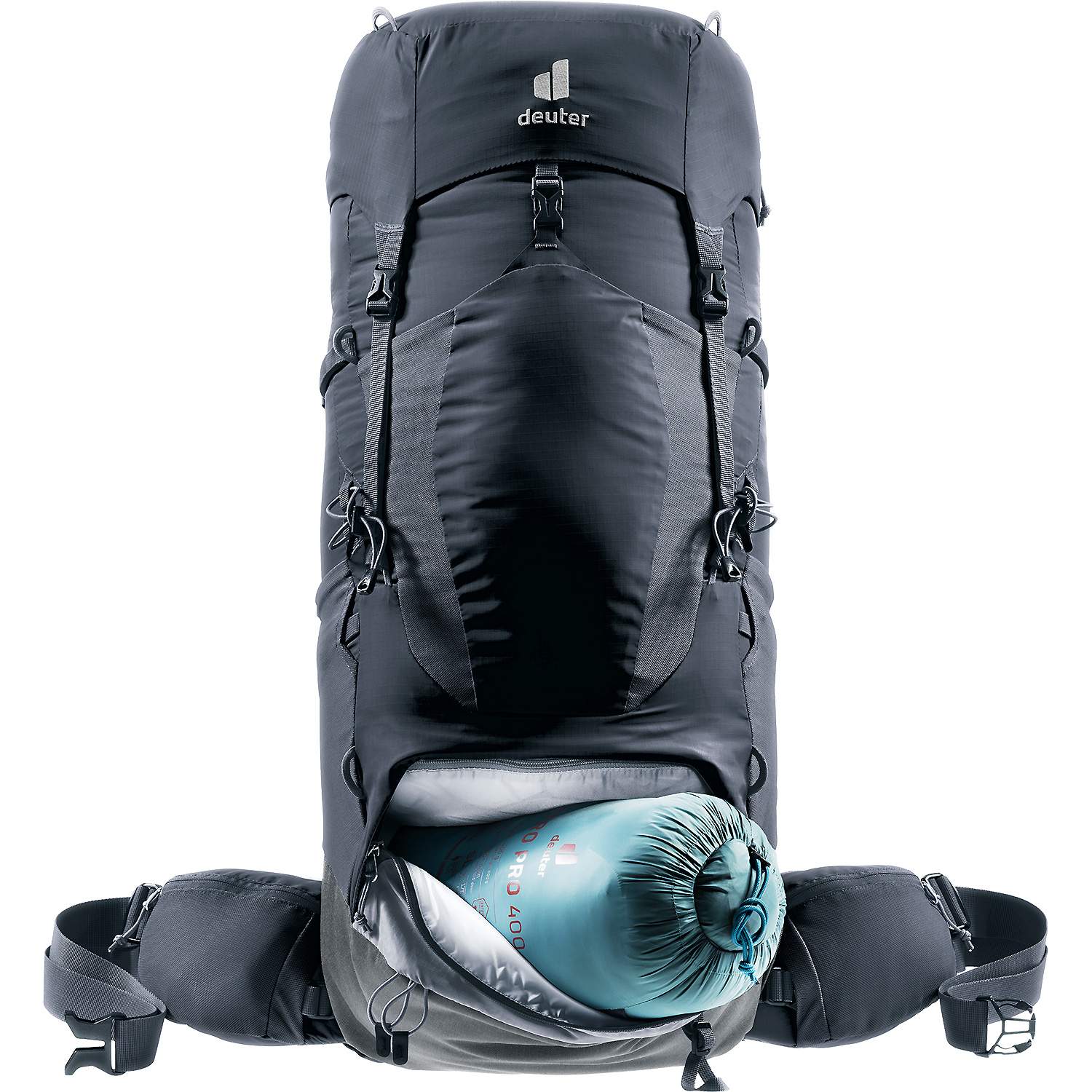 Damen DEUTER Schwarz Aircontact Lite 45 + 10 SL 7403 - Rucksack