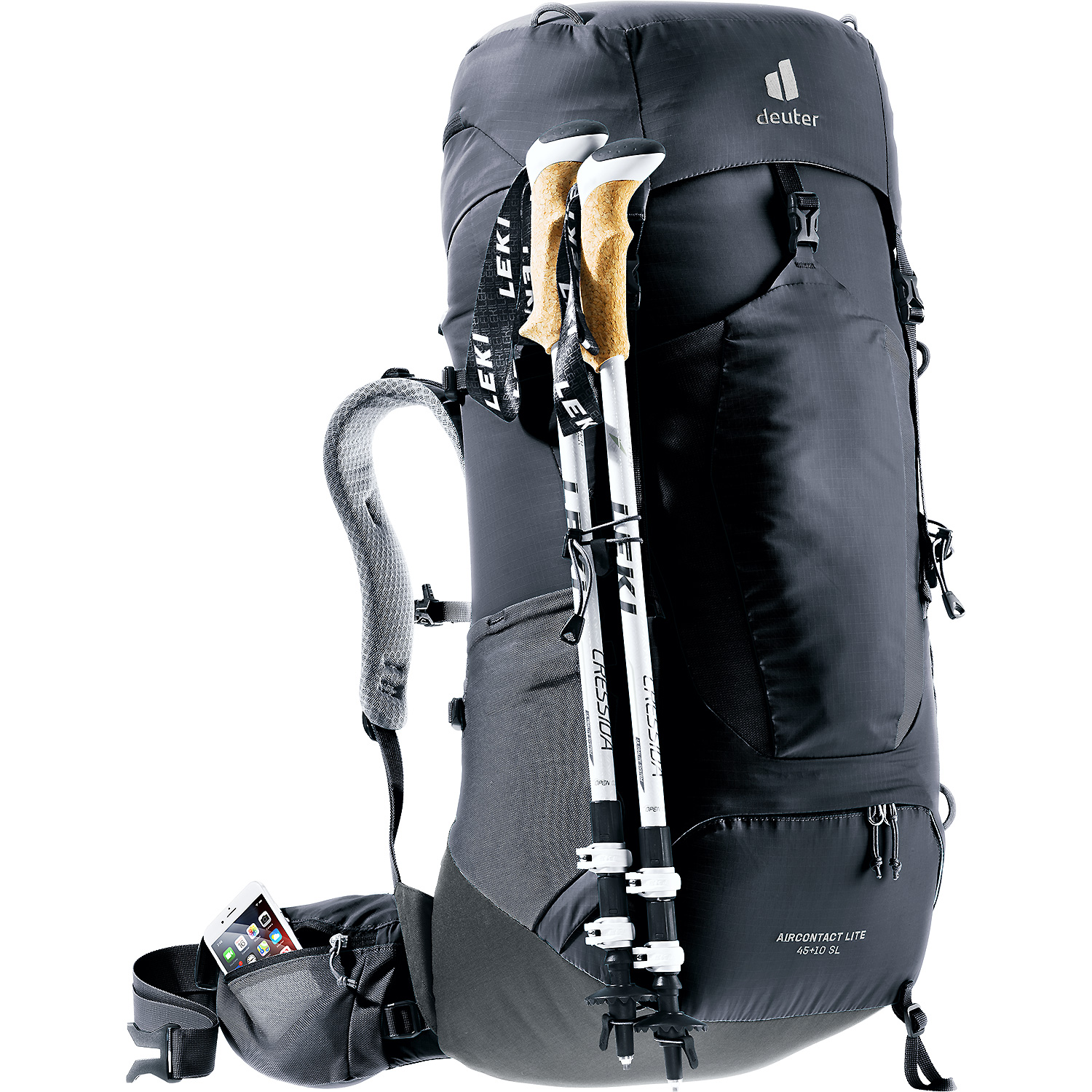 Damen DEUTER Schwarz Aircontact Lite 45 + 10 SL 7403 - Rucksack