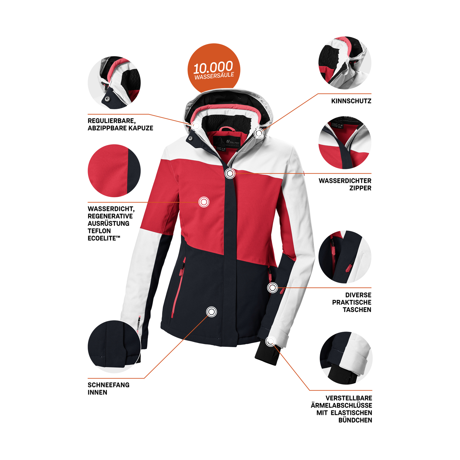 Damen killtec Rot KSW 67 WMN SKI JCKT 00475 50 Funktionsjacke