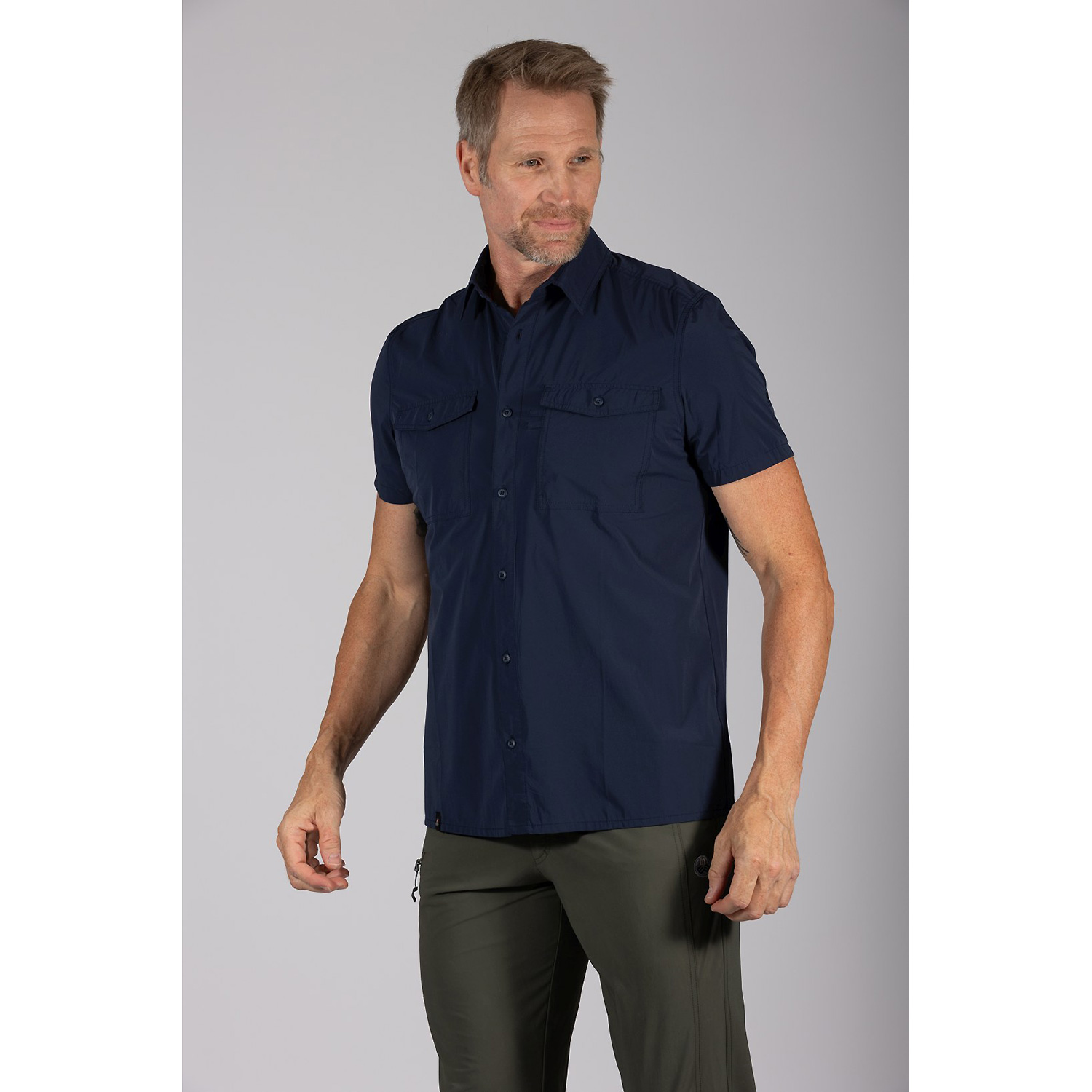 Herren Maul Sport Marine Cordoba UV50 - 1/2 Hemd uni, e 72 48 Hemd