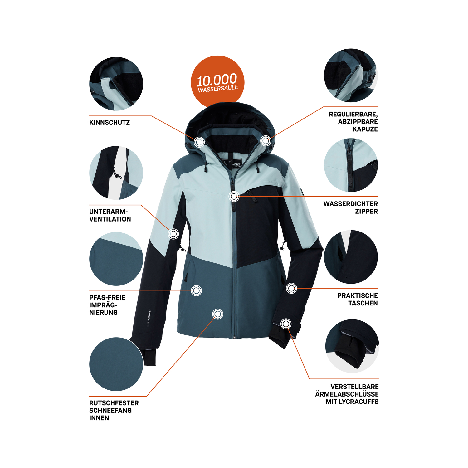 Damen killtec Petrol KSW 39 WMN SKI JCKT 00744 46 Funktionsjacke