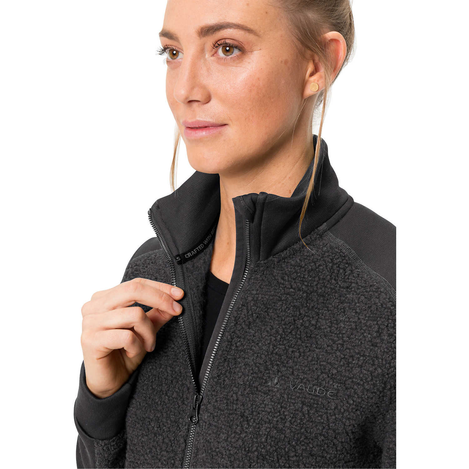 Damen VauDe Schwarz Wo Skomer Wool Fleece Jacket 678 42 Unterjacke