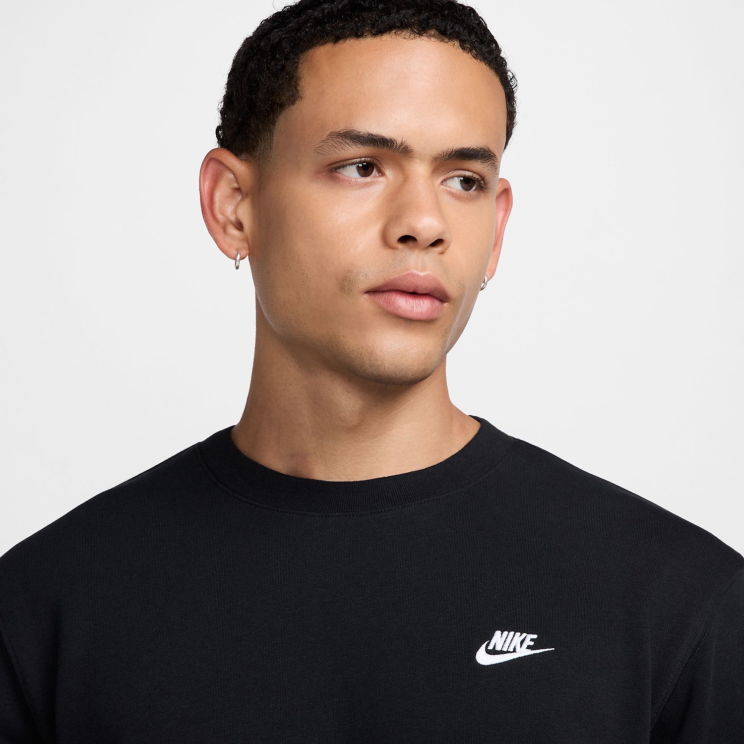 Herren Nike Schwarz M NK CLUB FT CREW 010 L Shirt