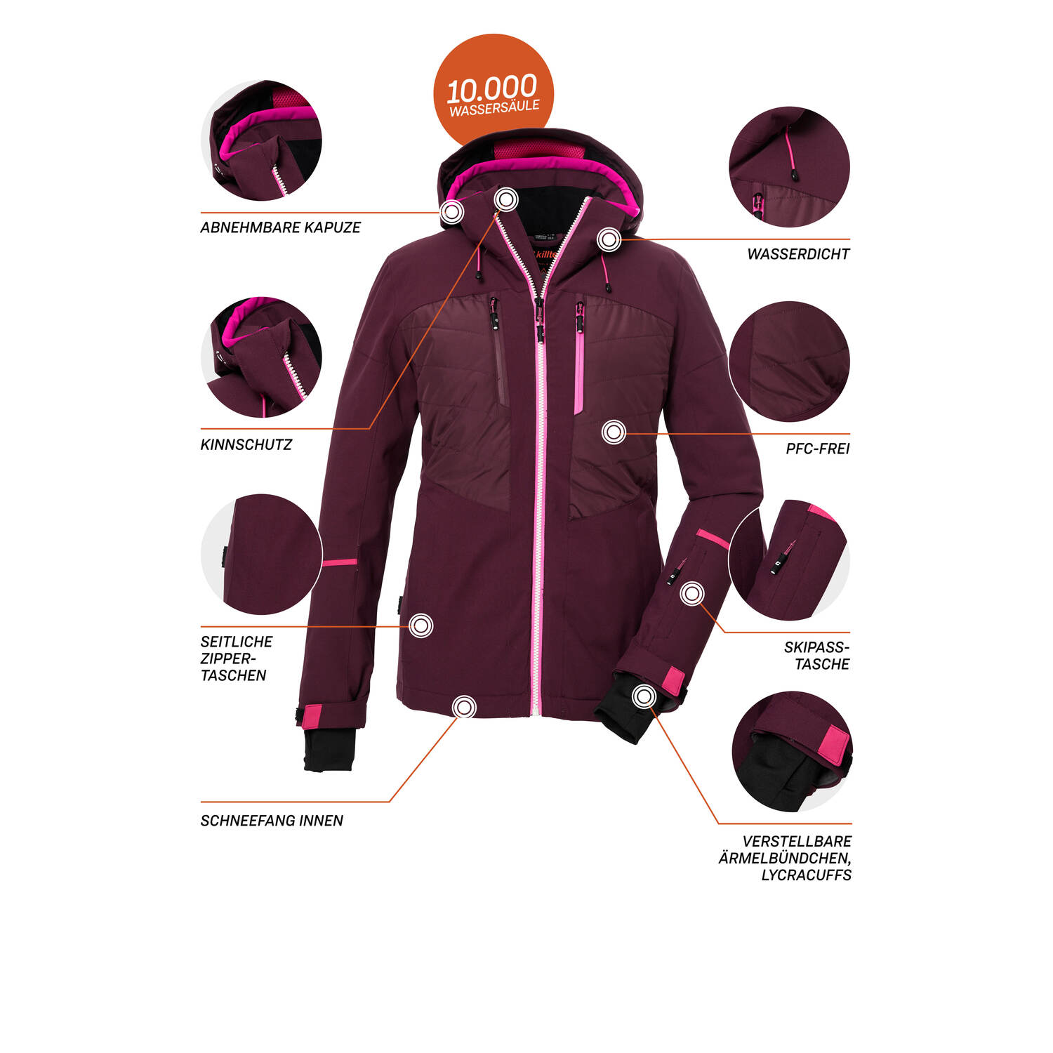Damen killtec Pflaume KSW 86 WMN SKI JCKT 00481 50 Funktionsjacke