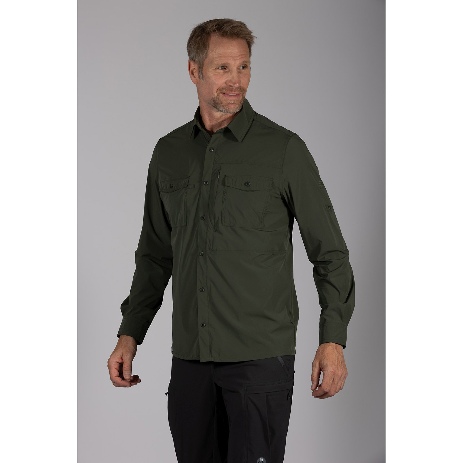 Herren Maul Sport Tannengrün Andaluz UV50 - 1/1 Hemd uni, e 60 58 Hemd