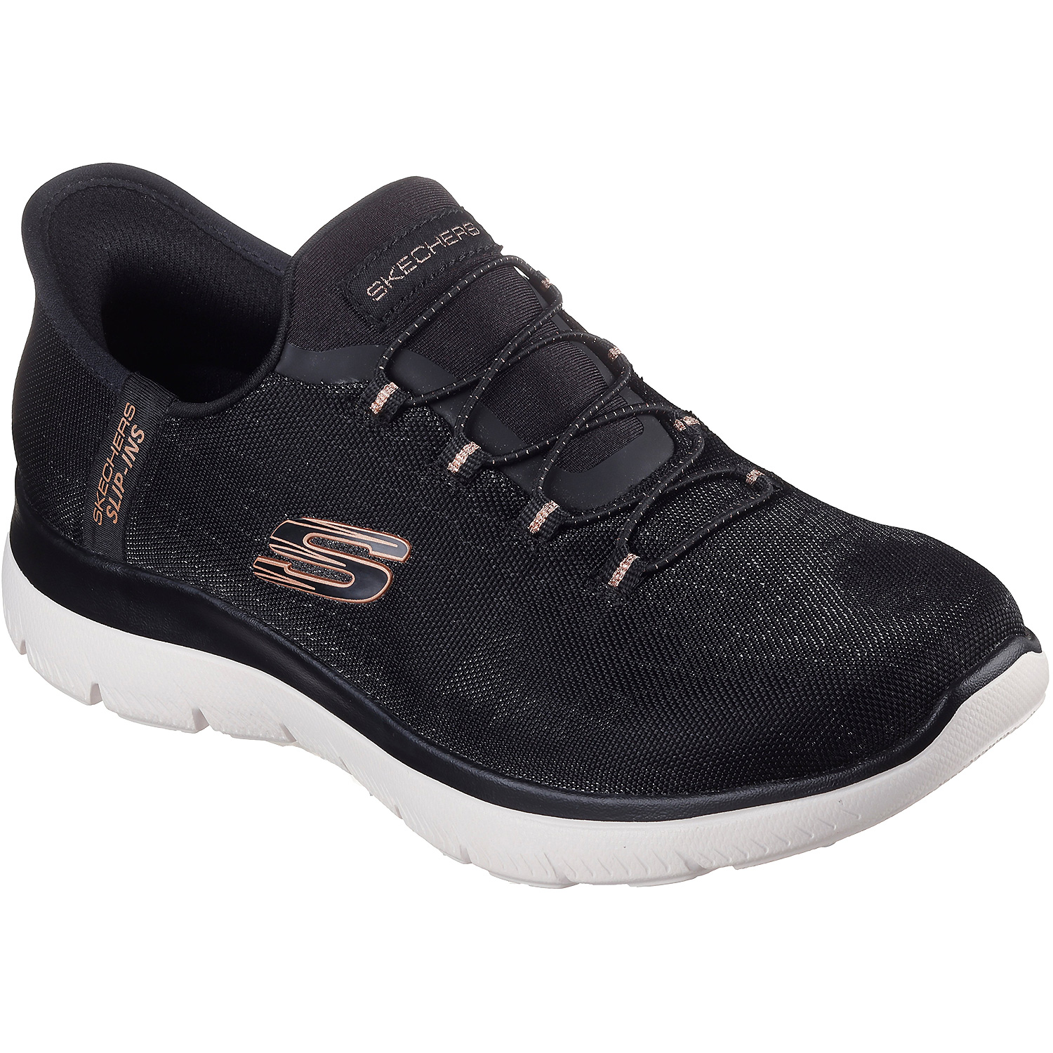 Damen Skechers Schwarz Slipper