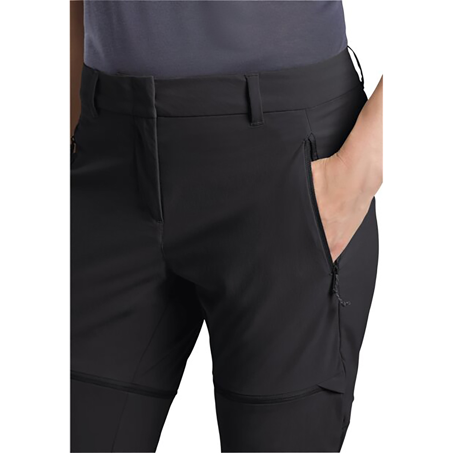 Damen Jack Wolfskin Schwarz HIKEOUT ZIP AWAY PANTS W Hose