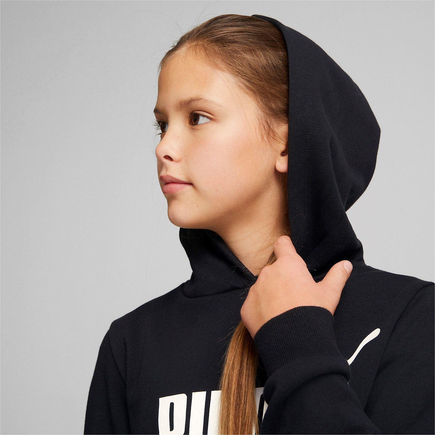 Kinder Puma Schwarz ESS Logo Hooded Dress FL G 001 128 Kapuzensweat
