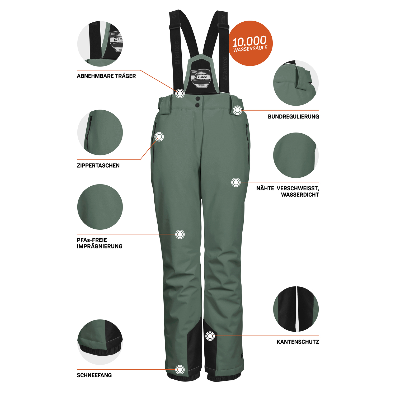 Damen killtec Grün KSW 249 WMN SKI PNTS 00913 50 Latzhose