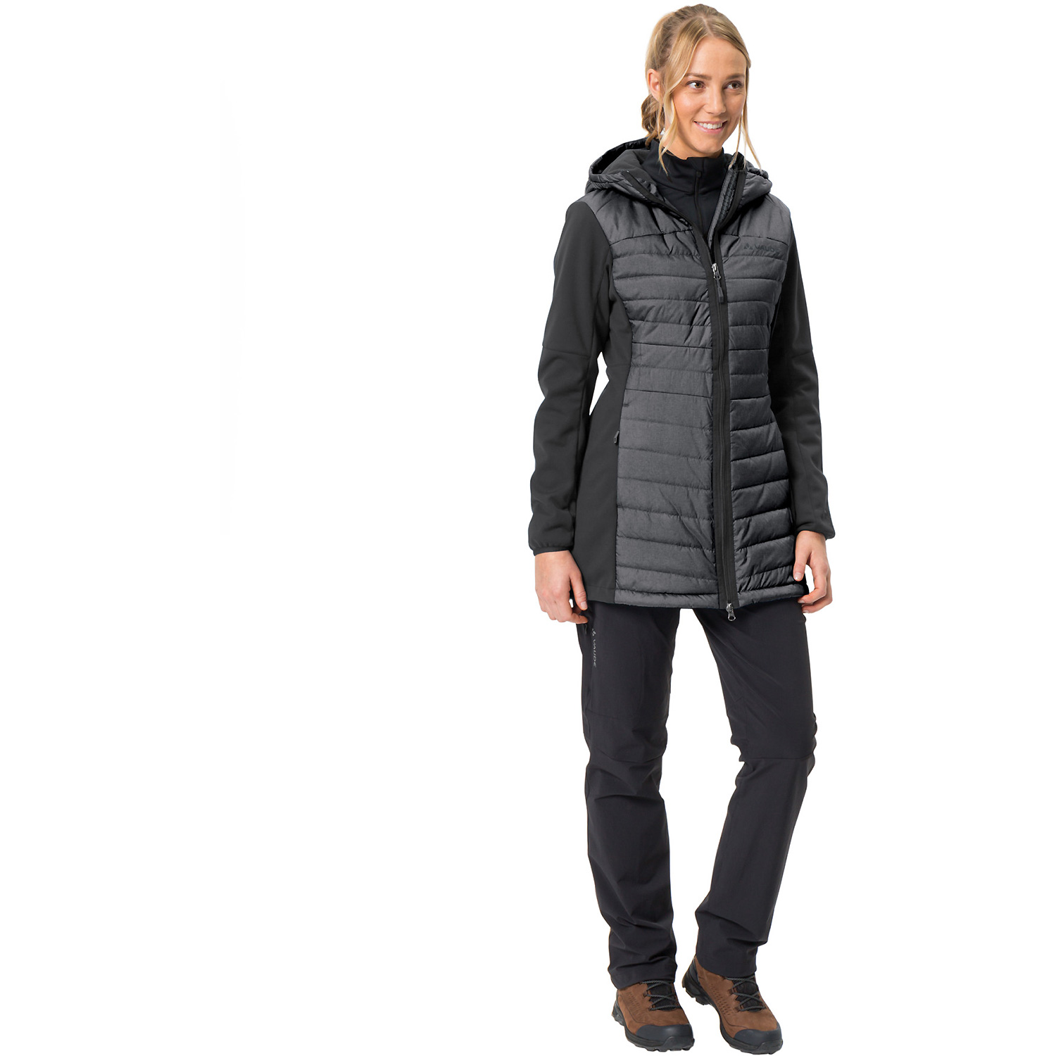 Damen VauDe Schwarz Wo Skomer Hybrid Parka Funktionsjacke