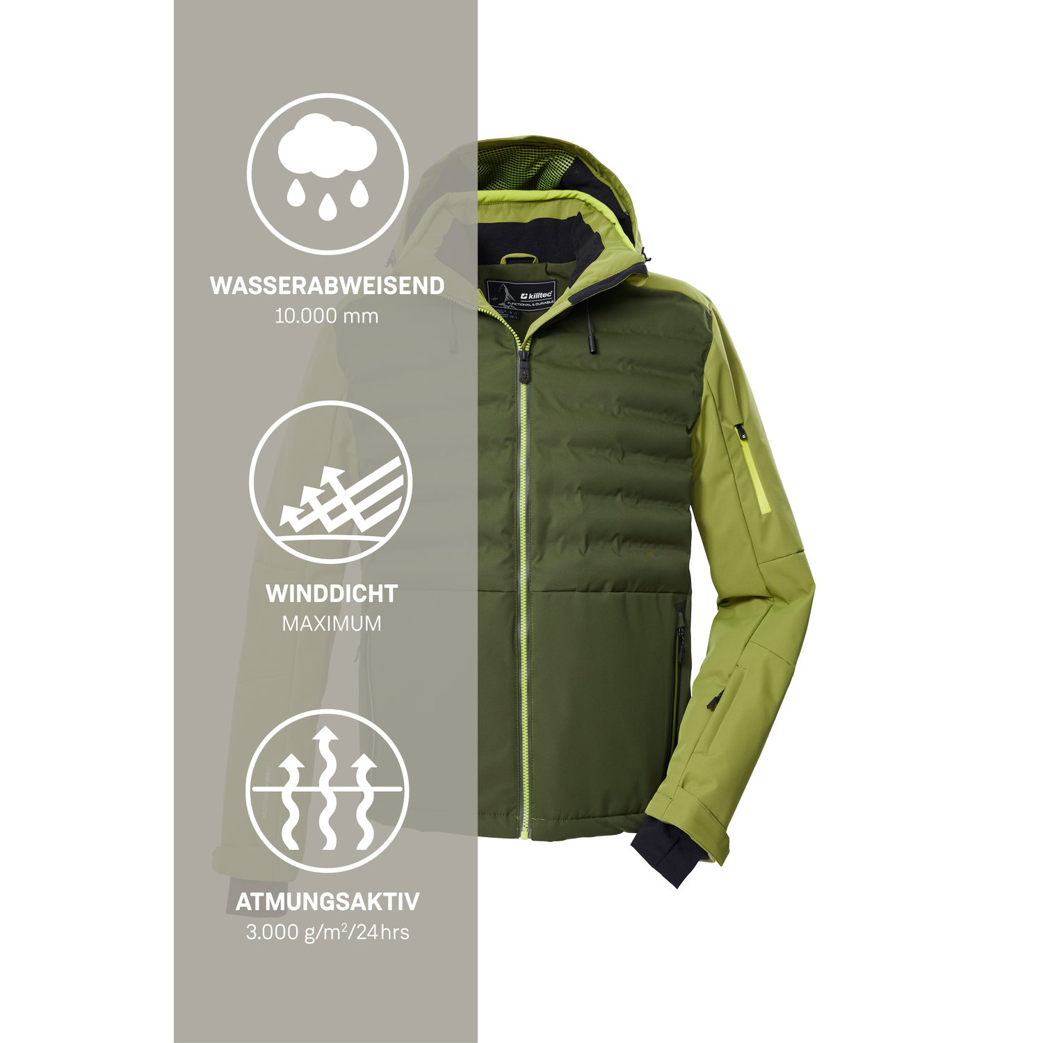 Herren killtec Grün KSW 72 MN SKI JCKT 00702 4XL Funktionsjacke