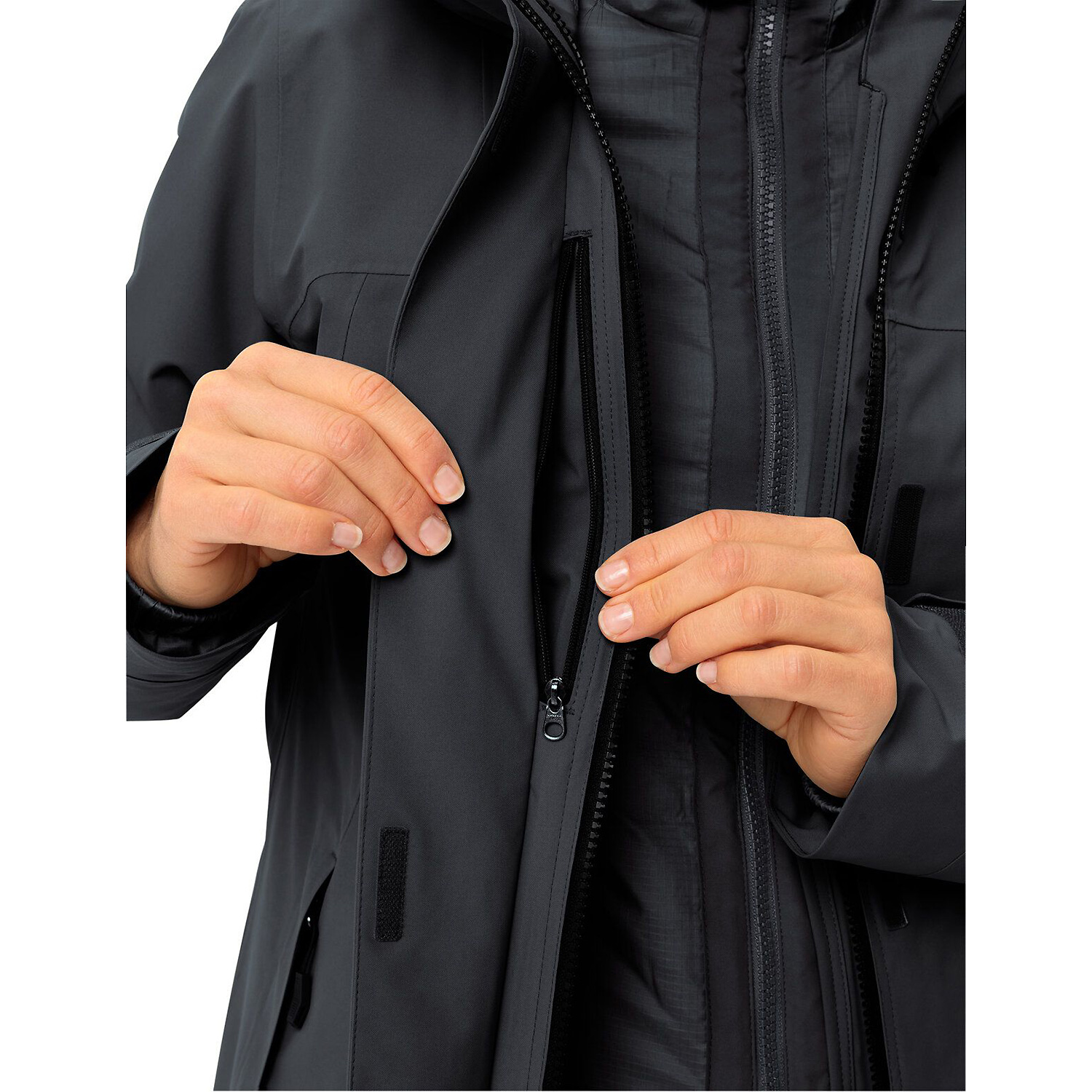 Damen Vaude Schwarz Wo Neyland 3in1 Jacket 010 42 Doppeljacke