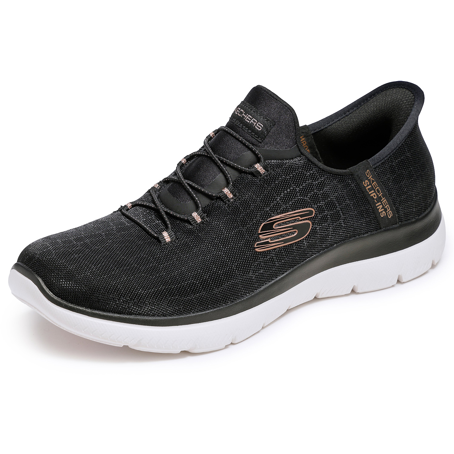 Damen Skechers Schwarz Slipper