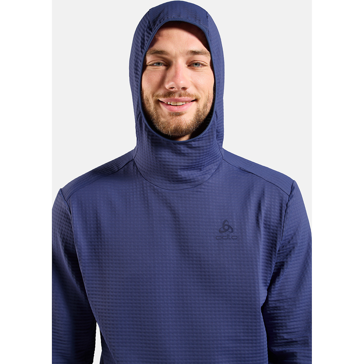 Herren Odlo Blau ESSENTIAL THERMAL Kapuzensweat