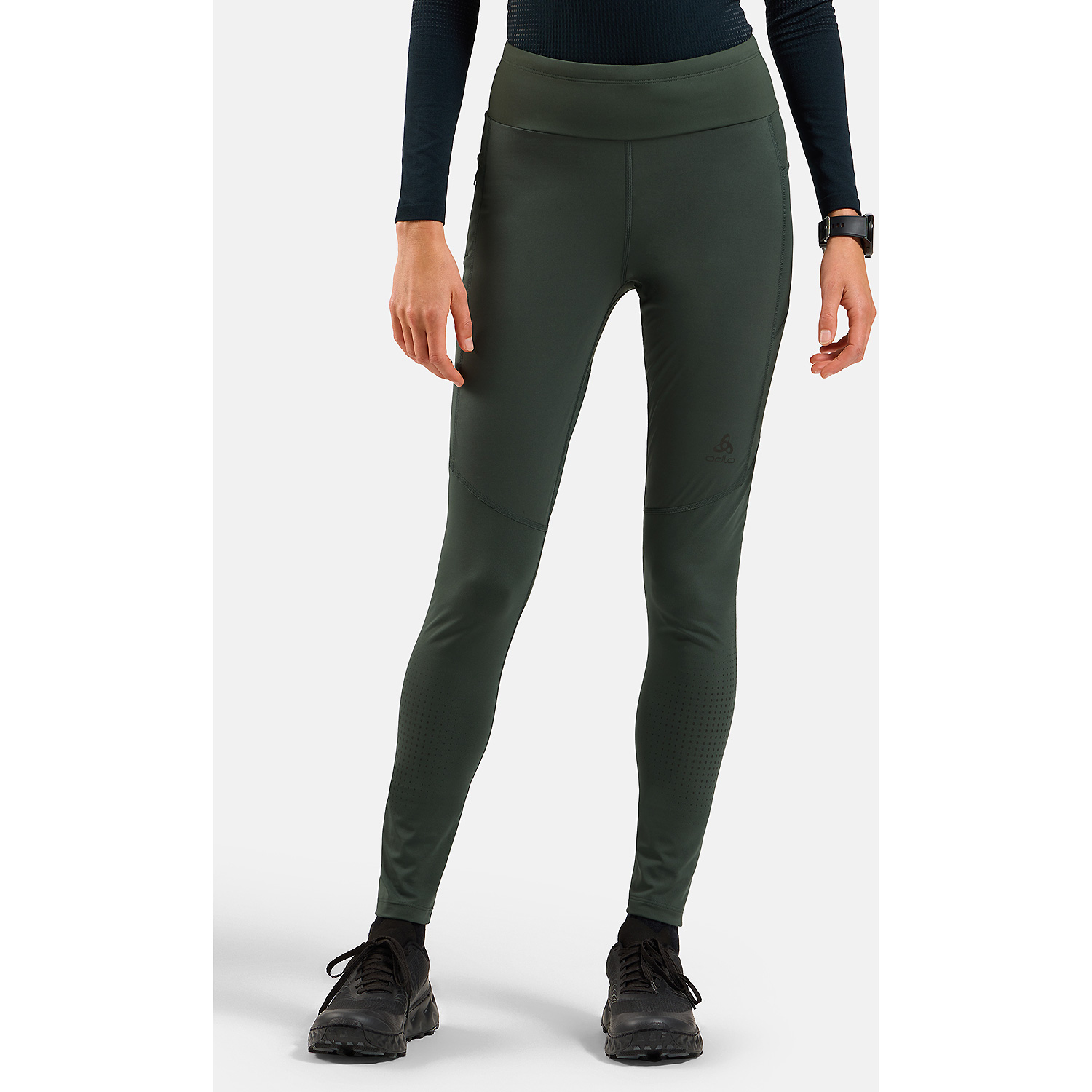 Damen Odlo Grau ZEROWEIGHT WARM REFLECTIVE Tight