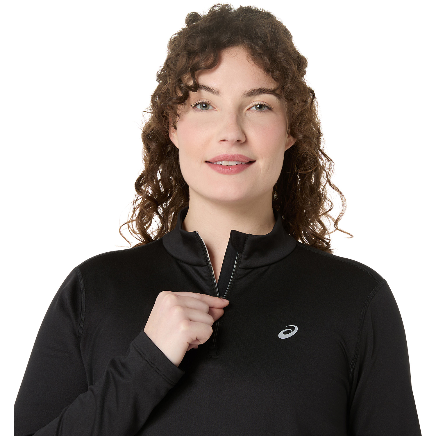 Damen Asics Schwarz ASICS CORE LS 1/2 ZIP WINTER TOP T-Shirt