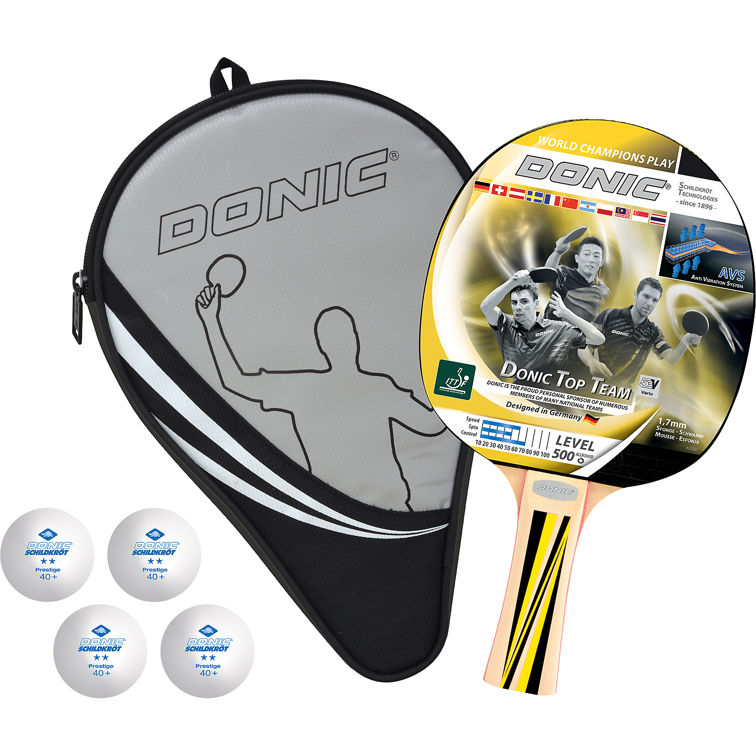 Unisex Donic Schildkröt wie abgebildet TT-Set TOP TEAMS 500 Geschenkset, 1x Schläger LV500 AVS 000 - Tischtennis-Set