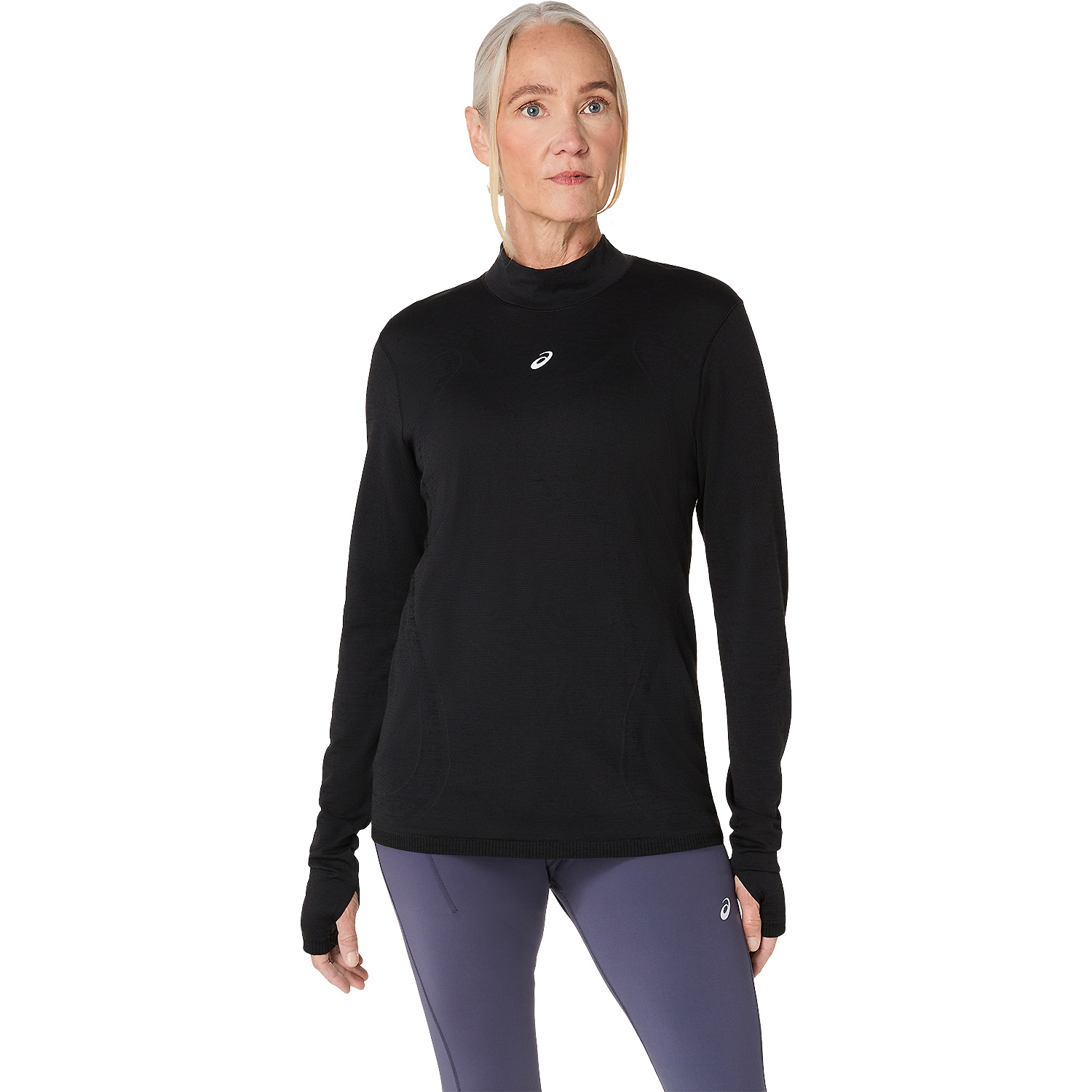 Damen Asics Schwarz ROAD WINTER SEAMLESS LS TOP T-Shirt