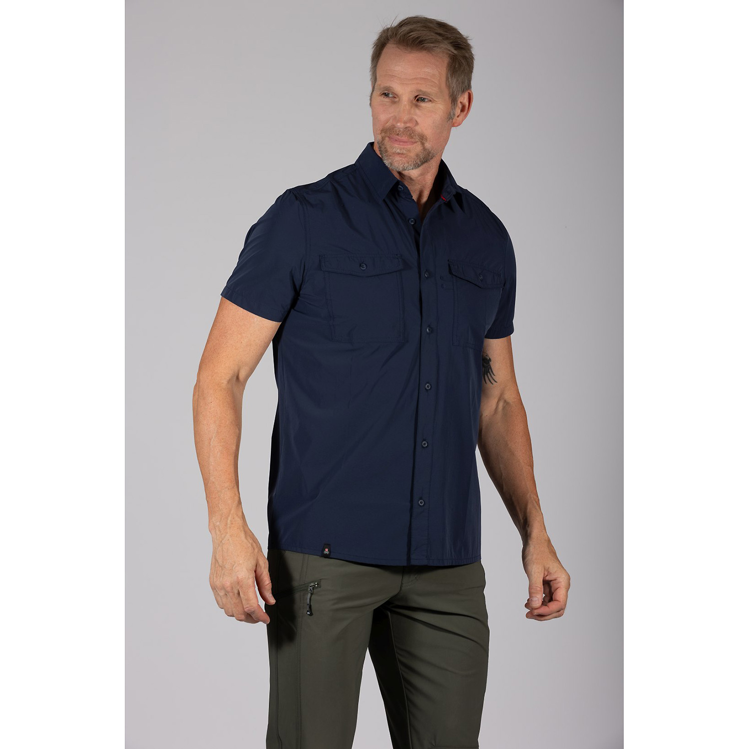 Herren Maul Sport Marine Cordoba UV50 - 1/2 Hemd uni, e 72 48 Hemd