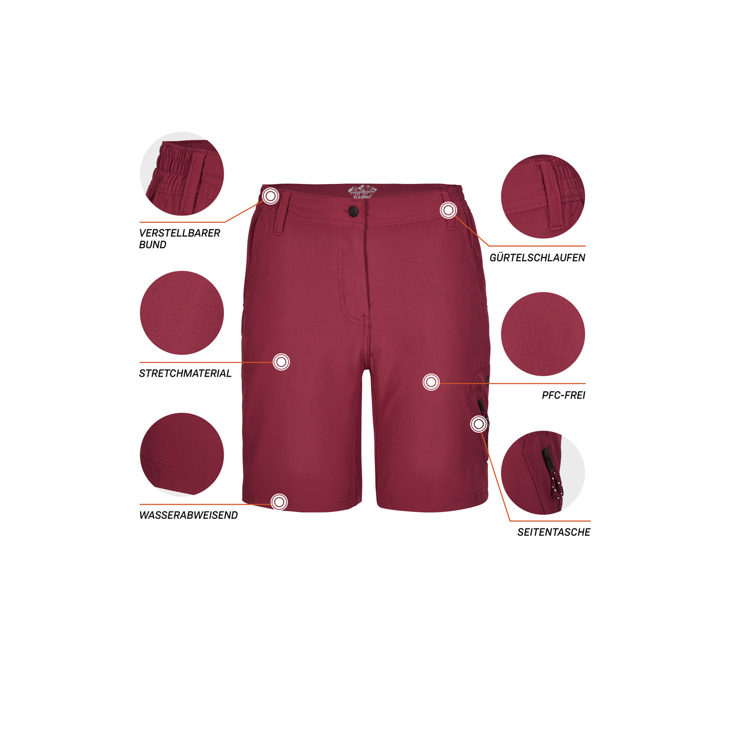 Damen killtec Rot KOS 248 WMN BRMDS 00445 50 Bermuda