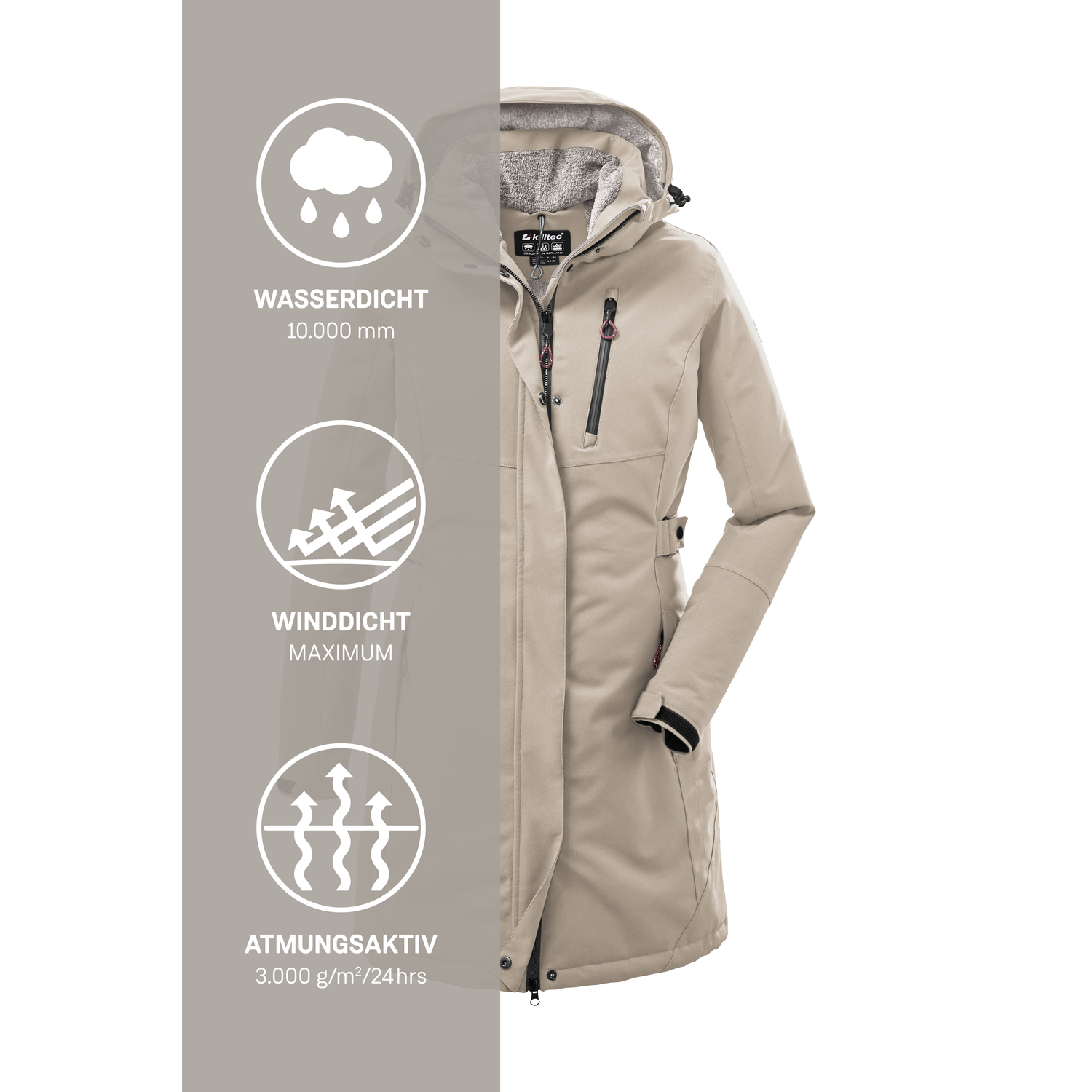 Damen killtec Grau KOW 165 WMN PRK 00274 54 Mantel