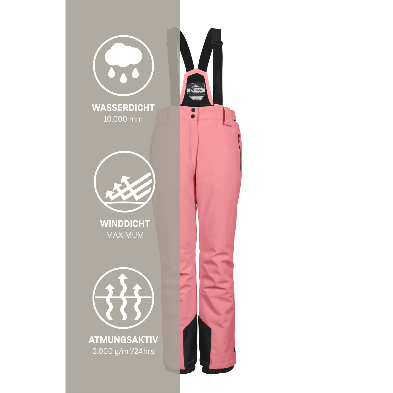 Damen killtec Pink KSW 249 WMN SKI PNTS_ERIELLE 00444 50 Latzhose