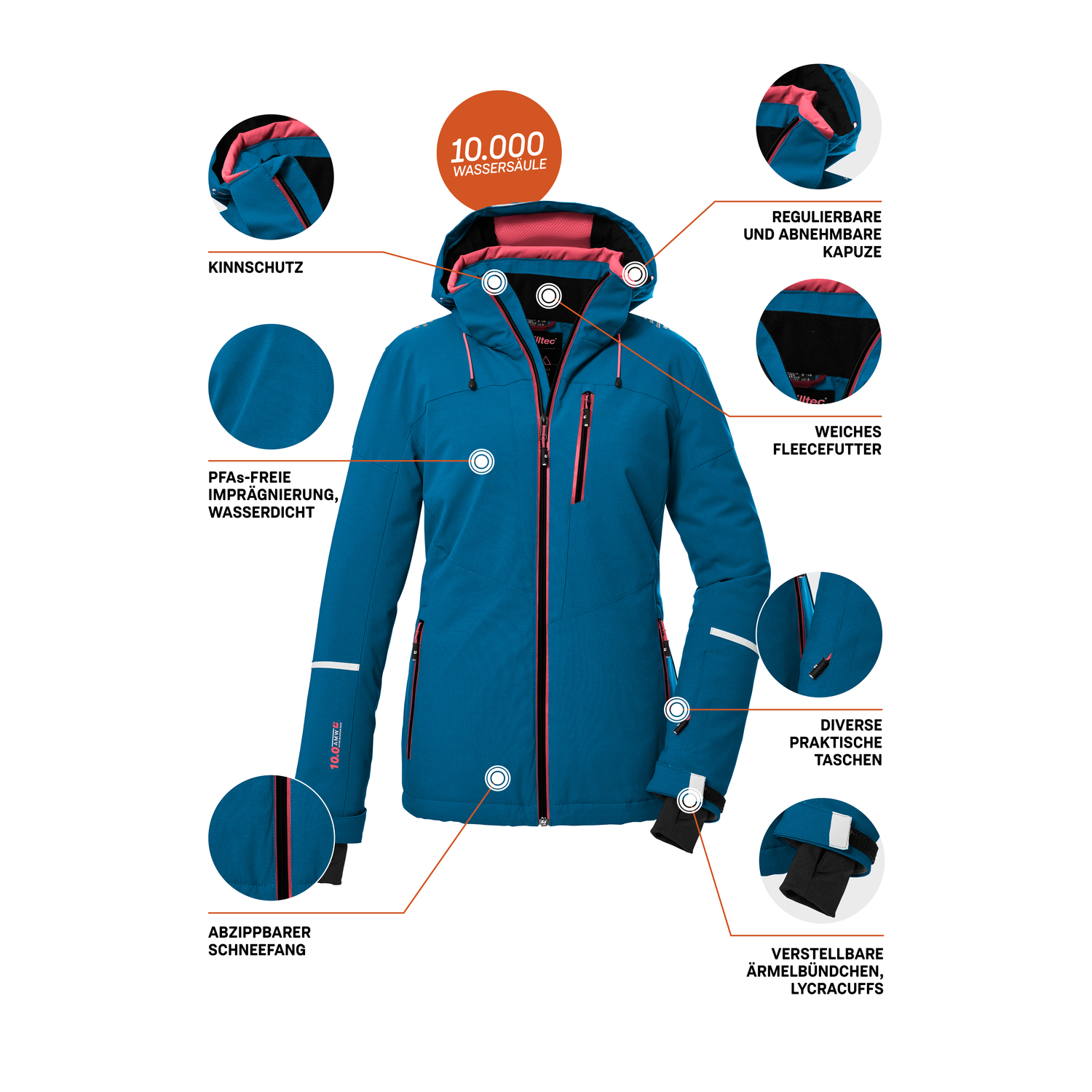 Damen killtec Blau KSW 81 WMN SKI JCKT 00820 50 Funktionsjacke