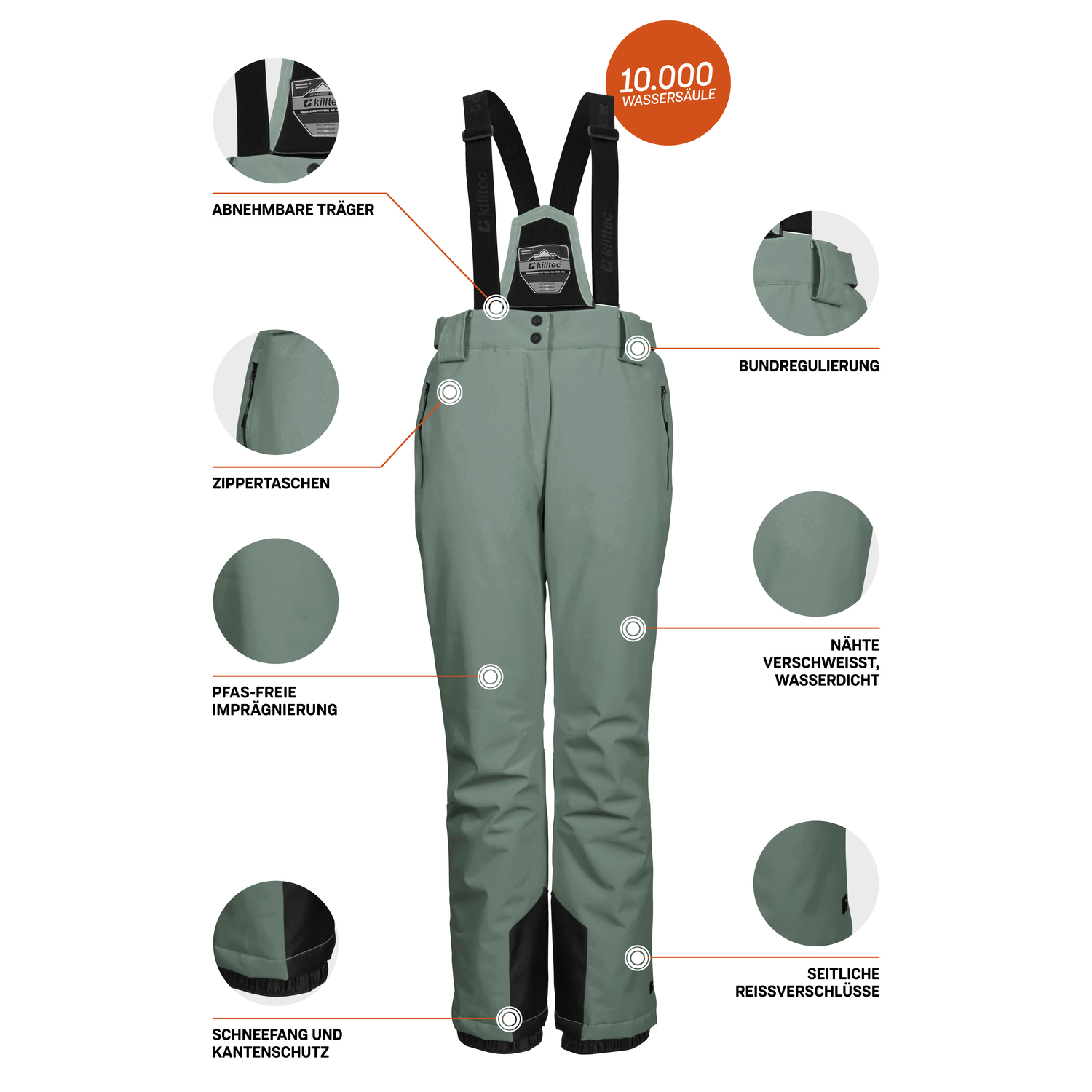 Damen killtec Grün KSW 249 WMN SKI PNTS_ERIELLE 00738 50 Latzhose