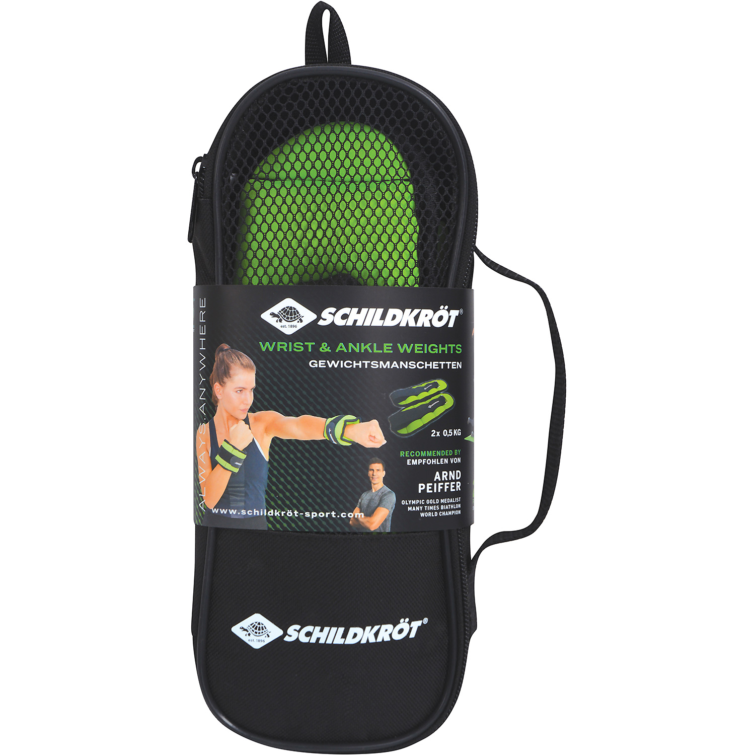 Unisex Schildkröt FITNESS wie abgebildet GEWICHTSMANSCHETTE, 2x 0,5kg, (green) im Carrybag, M-2022 000 - Körpergewicht