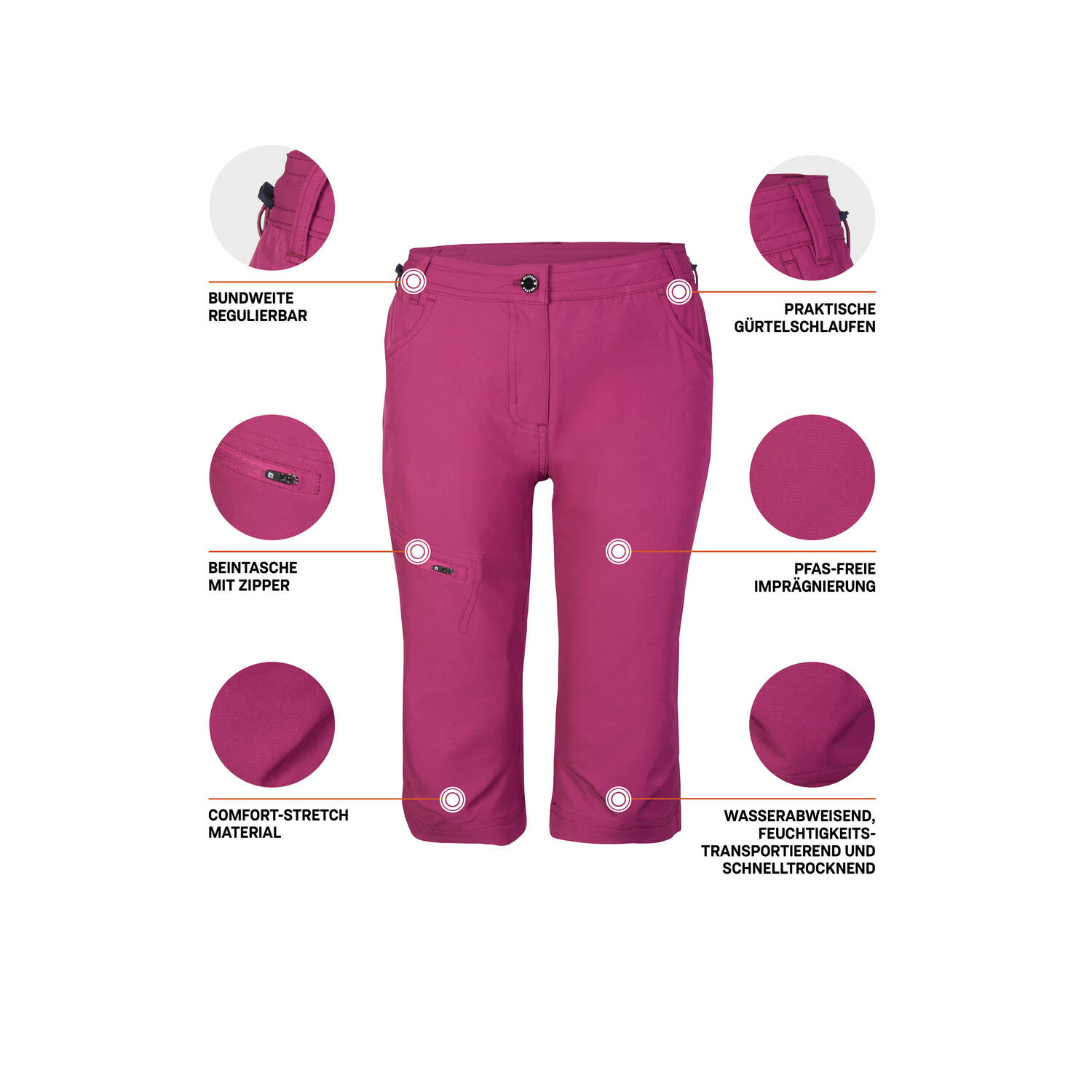 Damen killtec Rot KOS 4 WMN PNTS 00499 54 Caprihose