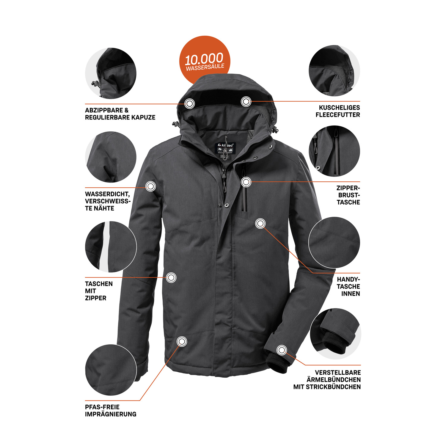 Herren killtec Grau KOW 161 MN JCKT 00233 6XL Funktionsjacke