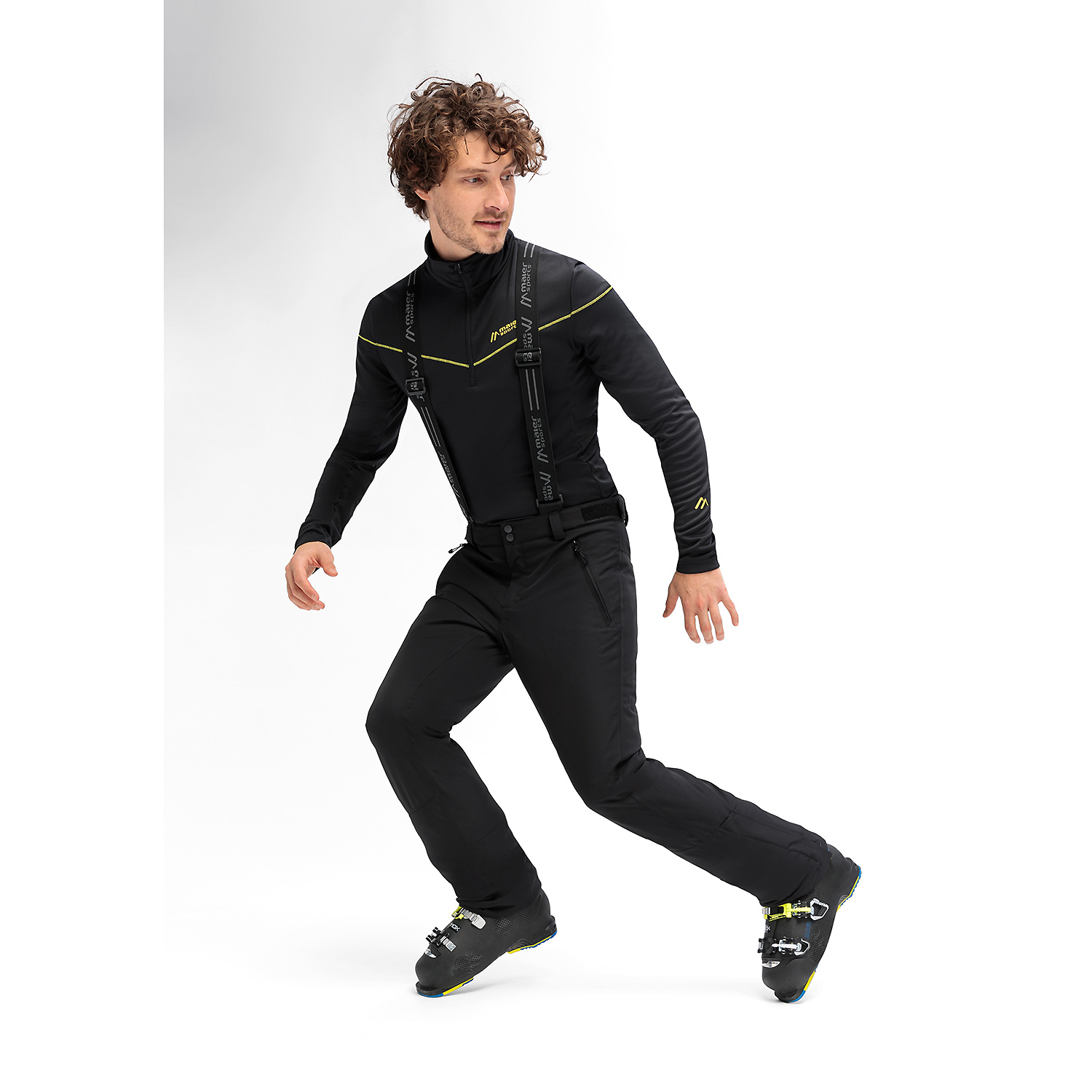 Herren Maier Sports Schwarz Anton slim 2.0 (lang) M10900 106 Latzhose