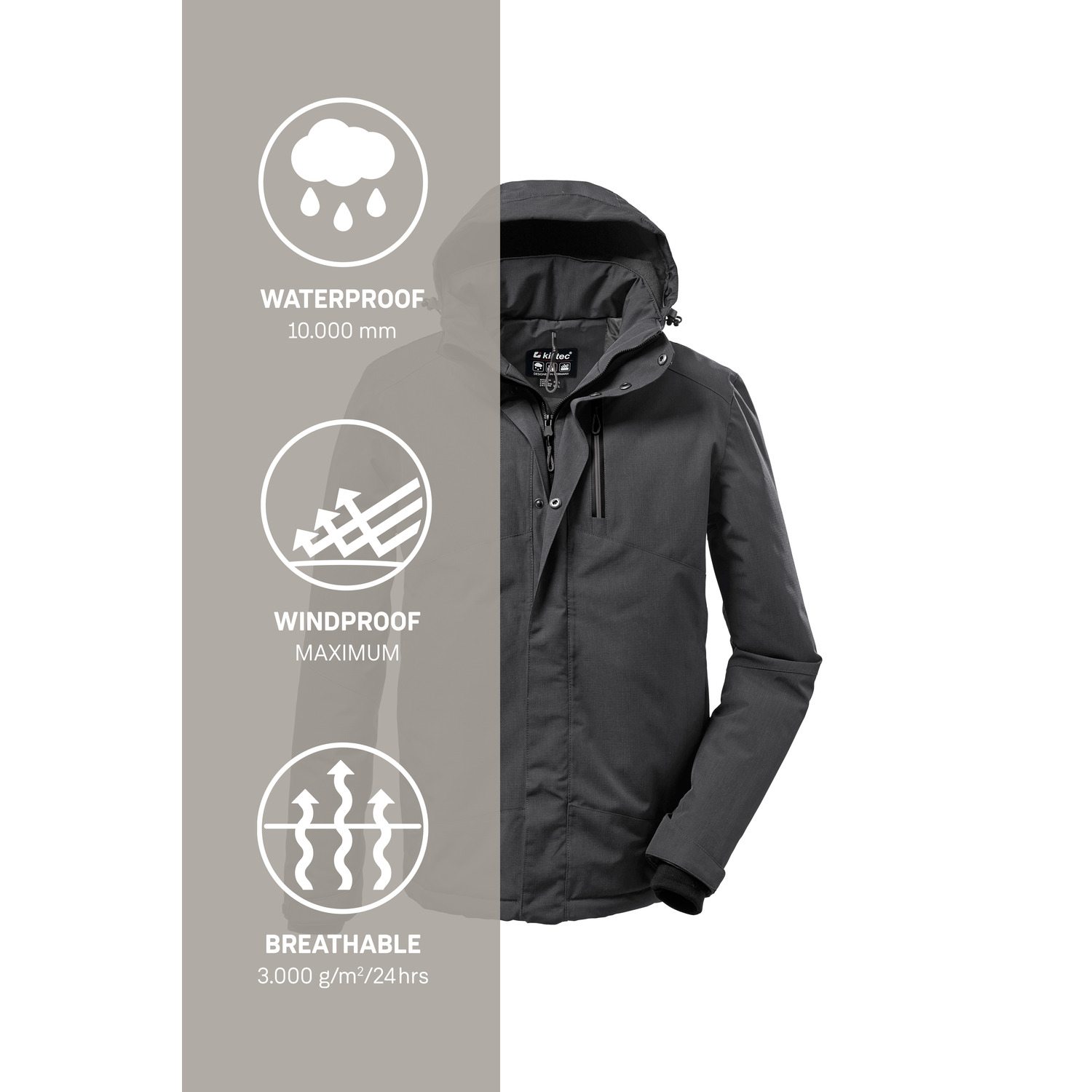 Herren killtec Grau KOW 161 MN JCKT 00233 6XL Funktionsjacke
