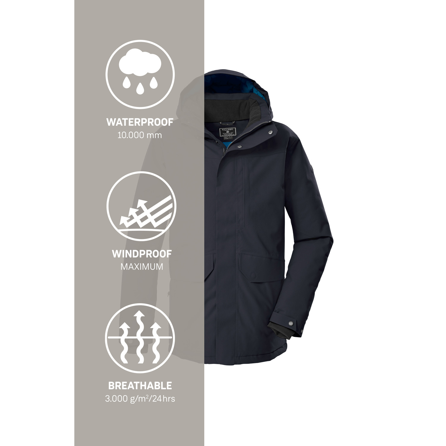 Herren killtec Schwarz KOW 85 MN PRK Mantel