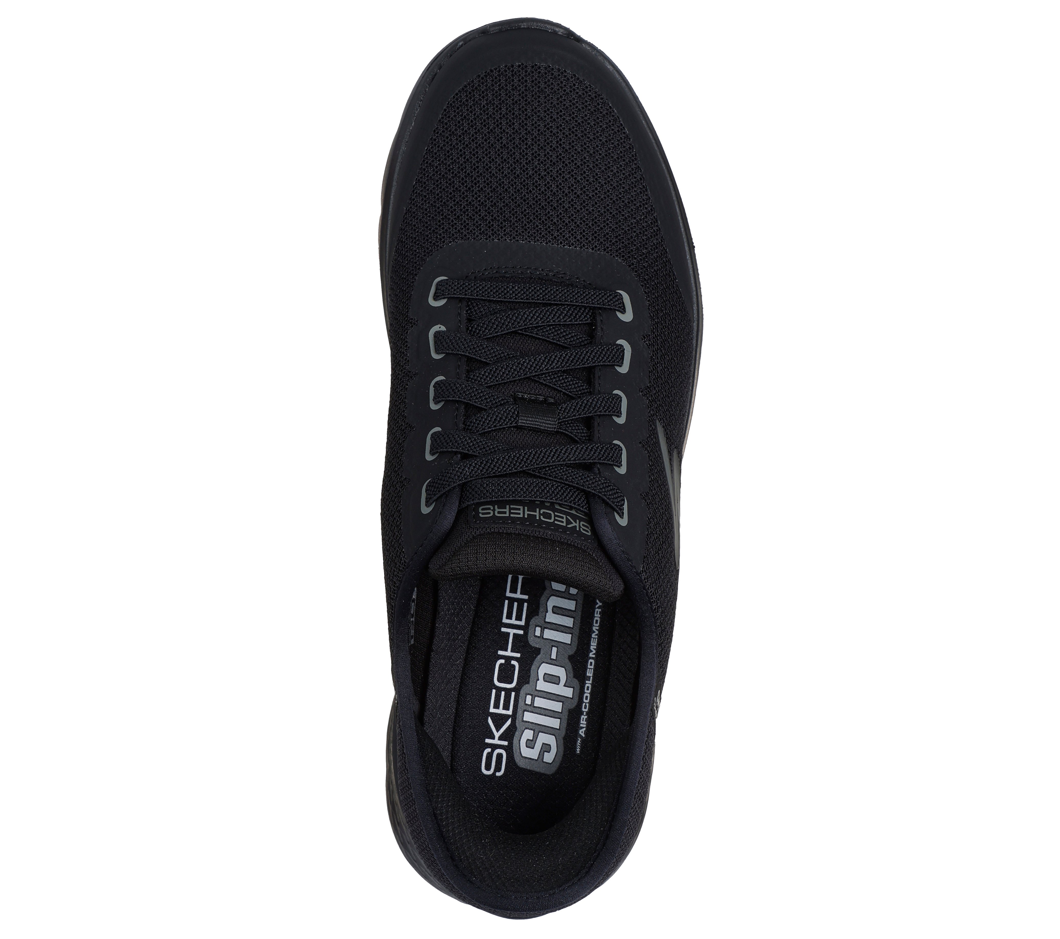 Herren Skechers Schwarz SLIP-INS - CLOSED KNIT MESH BUNGEE Slipper