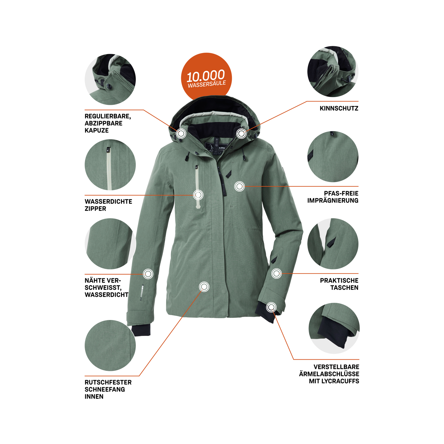 Damen killtec Grün KSW 35 WMN SKI JCKT 00738 46 Funktionsjacke