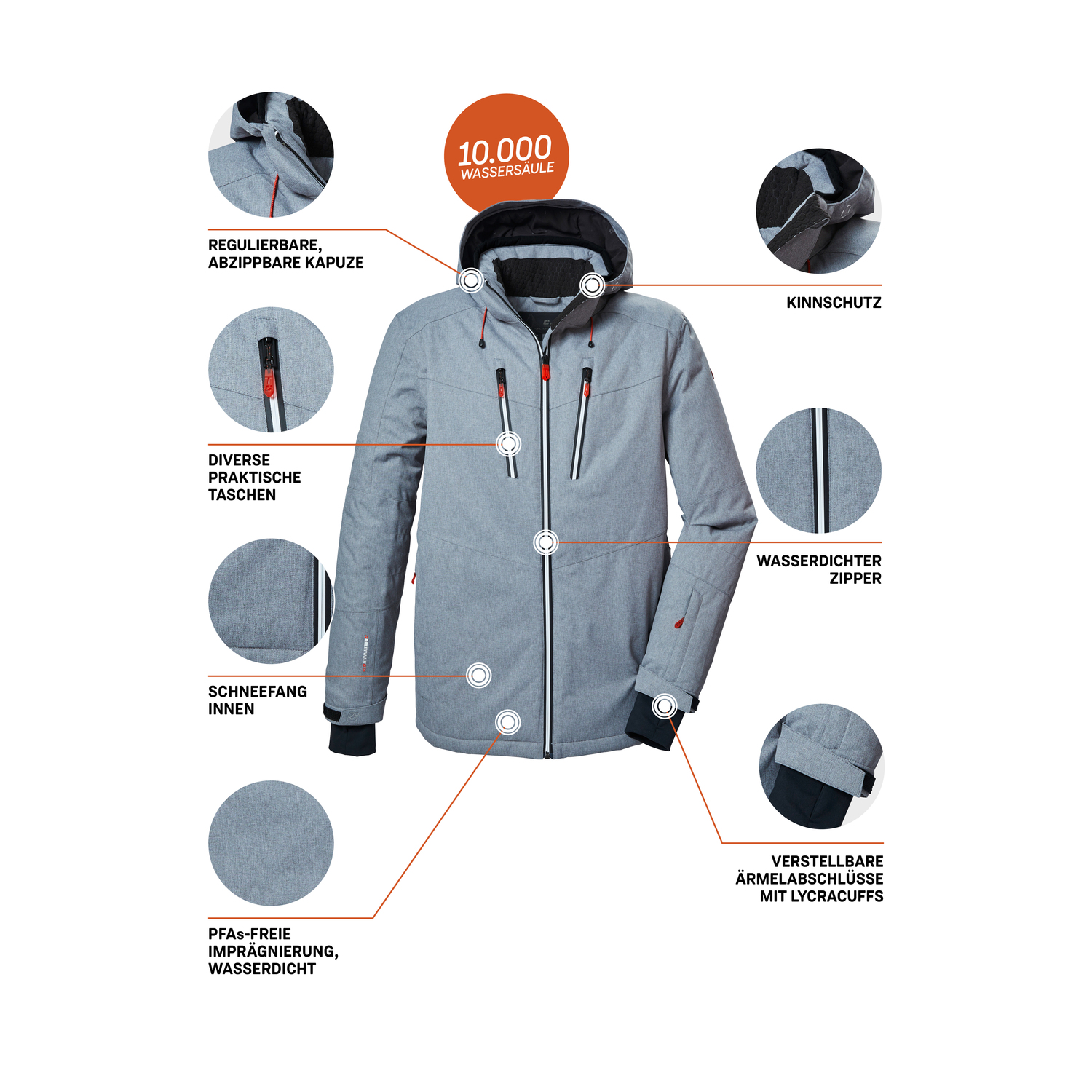 Herren killtec Grau KSW 310 MN SKI JCKT 00211 4XL Funktionsjacke