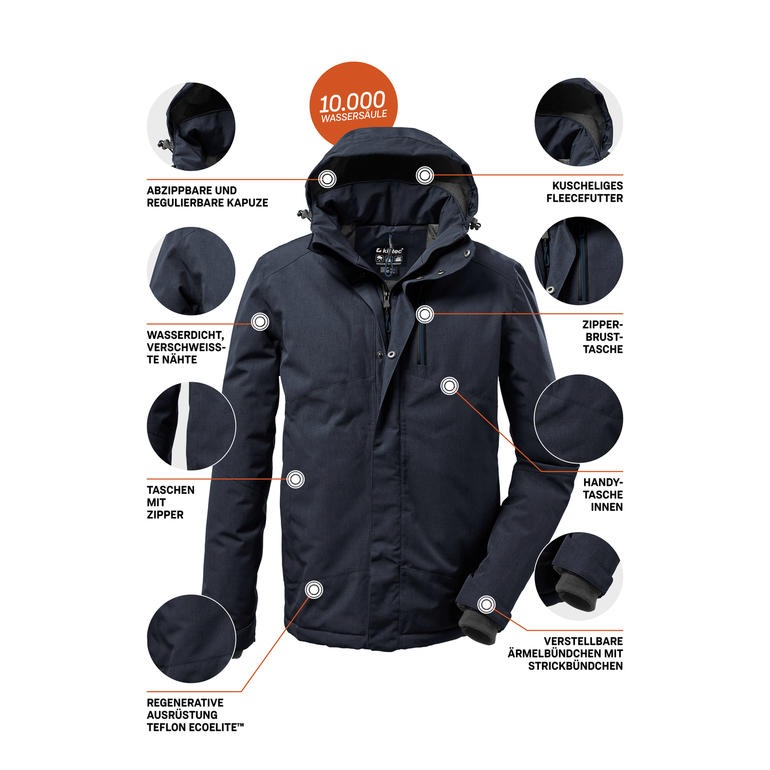 Herren killtec Blau KOW 161 MN JCKT 00339 6XL Funktionsjacke