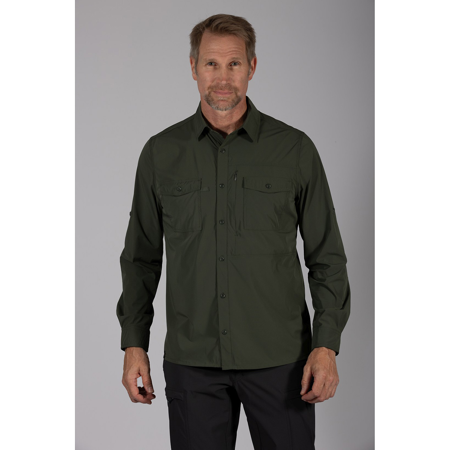 Herren Maul Sport Tannengrün Andaluz UV50 - 1/1 Hemd uni, e 60 58 Hemd
