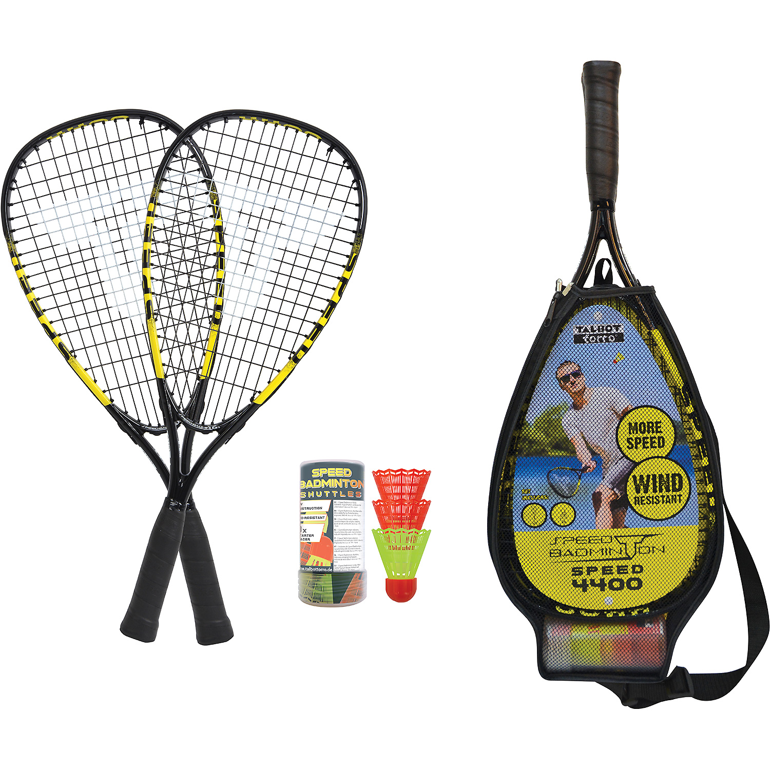 Unisex Talbot/Torro wie abgebildet Speedbadminton Set SPEED 4400 im 3/4 Bag black/yellow, 000 -