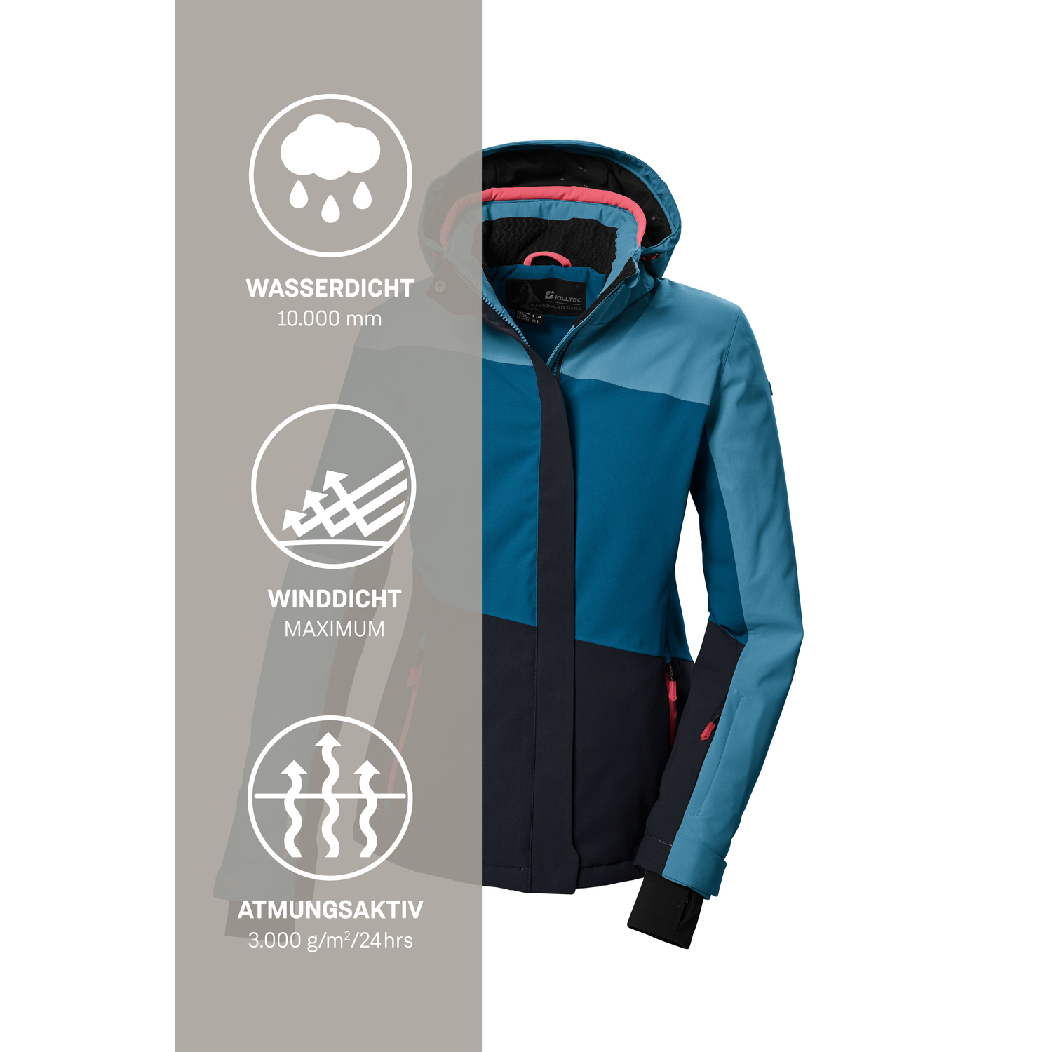 Damen killtec Blau KSW 67 WMN SKI JCKT 00820 50 Funktionsjacke
