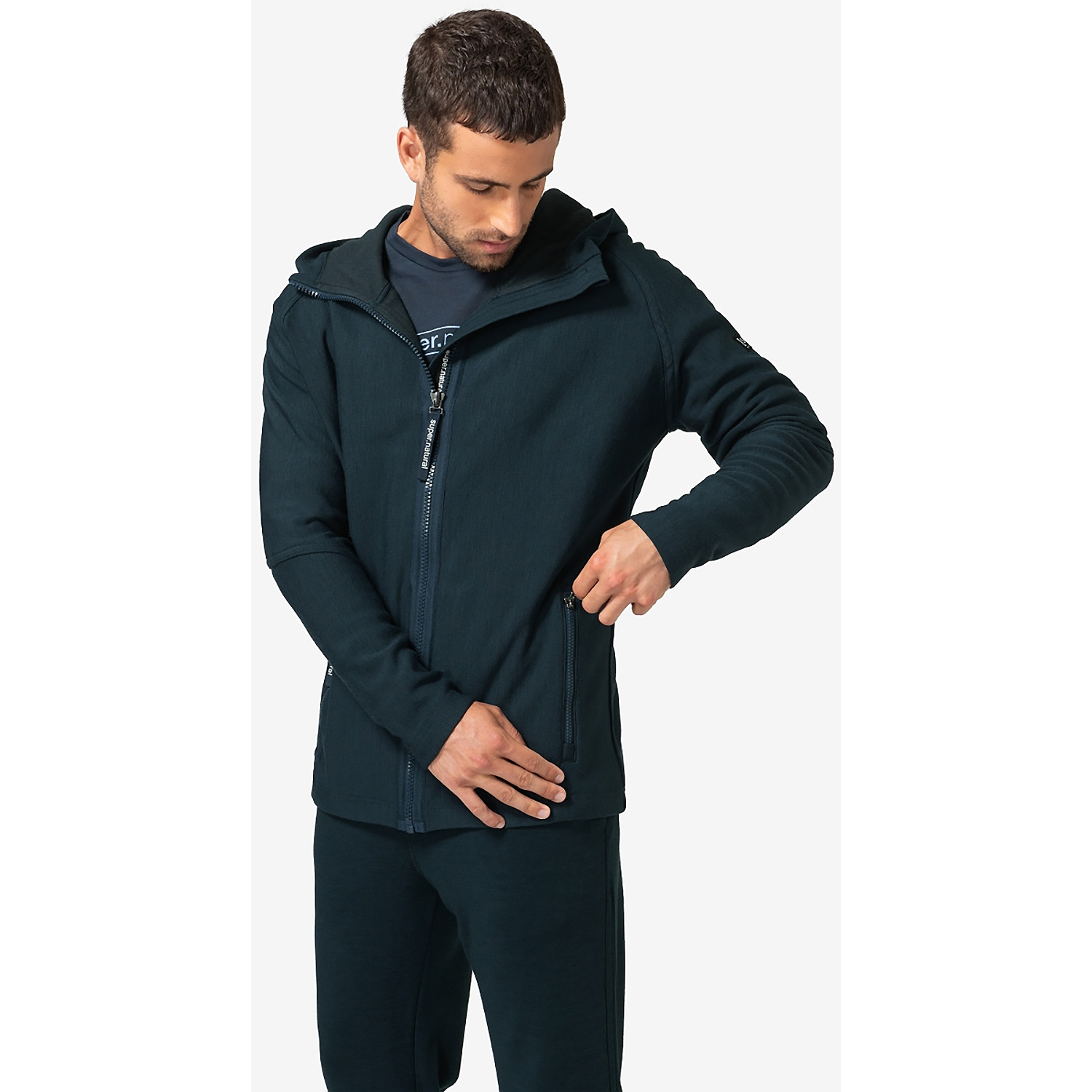 Herren Super.Natural Blau M ALPINE ACTIVE ZIP HOODIE