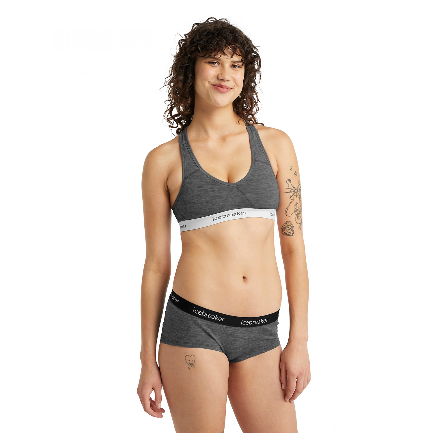 Damen Icebreaker Grau Women Sprite Racerback Bra 004 M Top