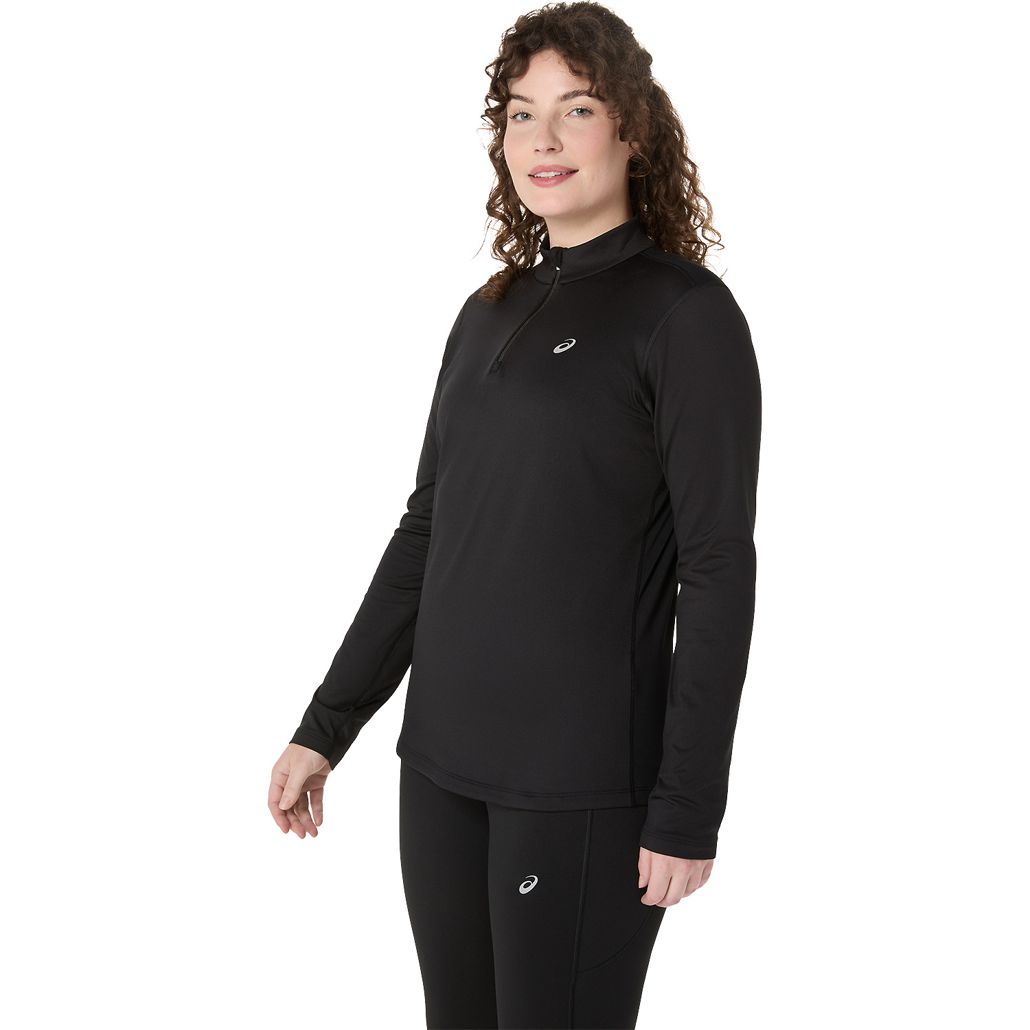 Damen Asics Schwarz ASICS CORE LS 1/2 ZIP WINTER TOP T-Shirt