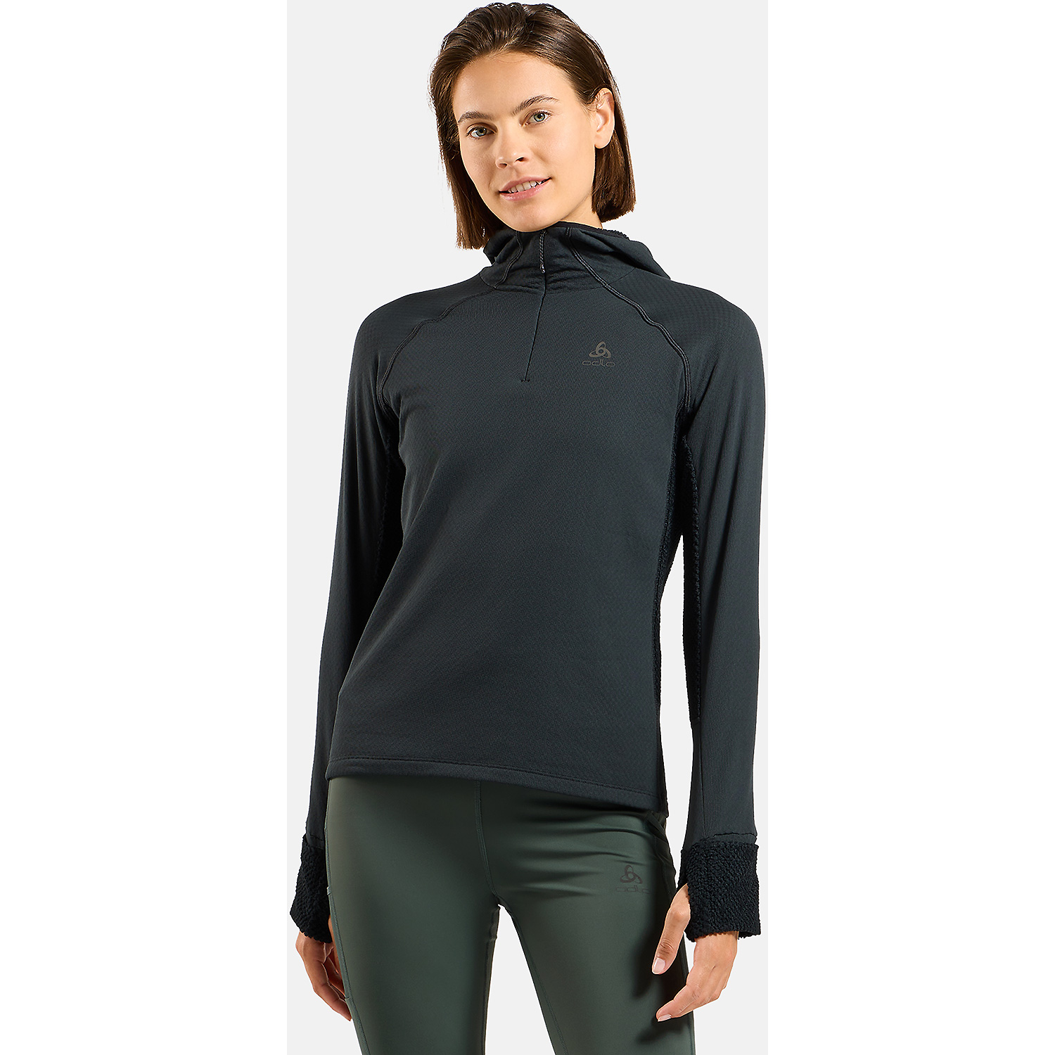 Damen Odlo Schwarz X-ALP Kapuzensweat